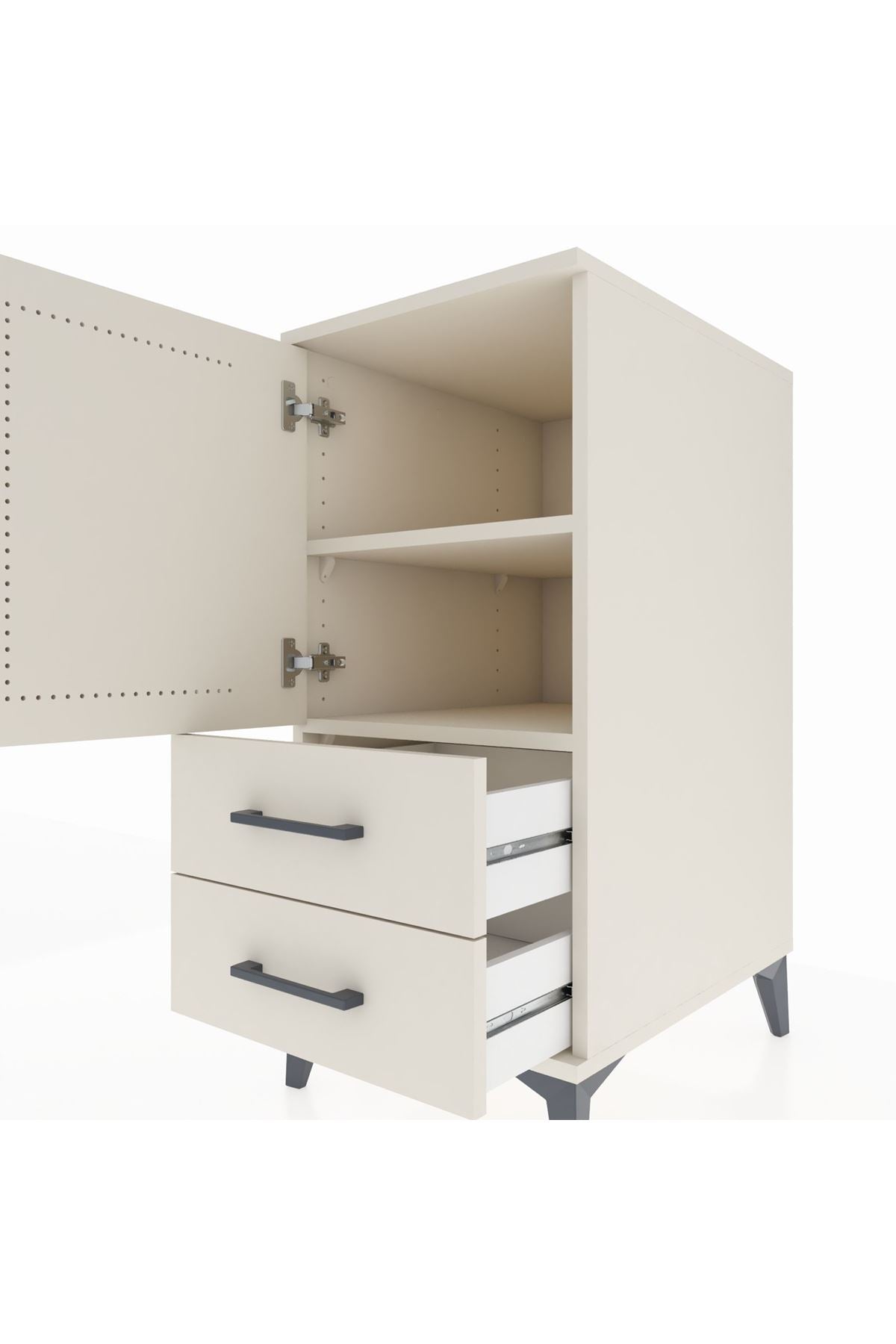 Kronos Komodin 2 Raflı 2 Çekmeceli Tek Kapaklı 44x59x96 - S75M032V1C