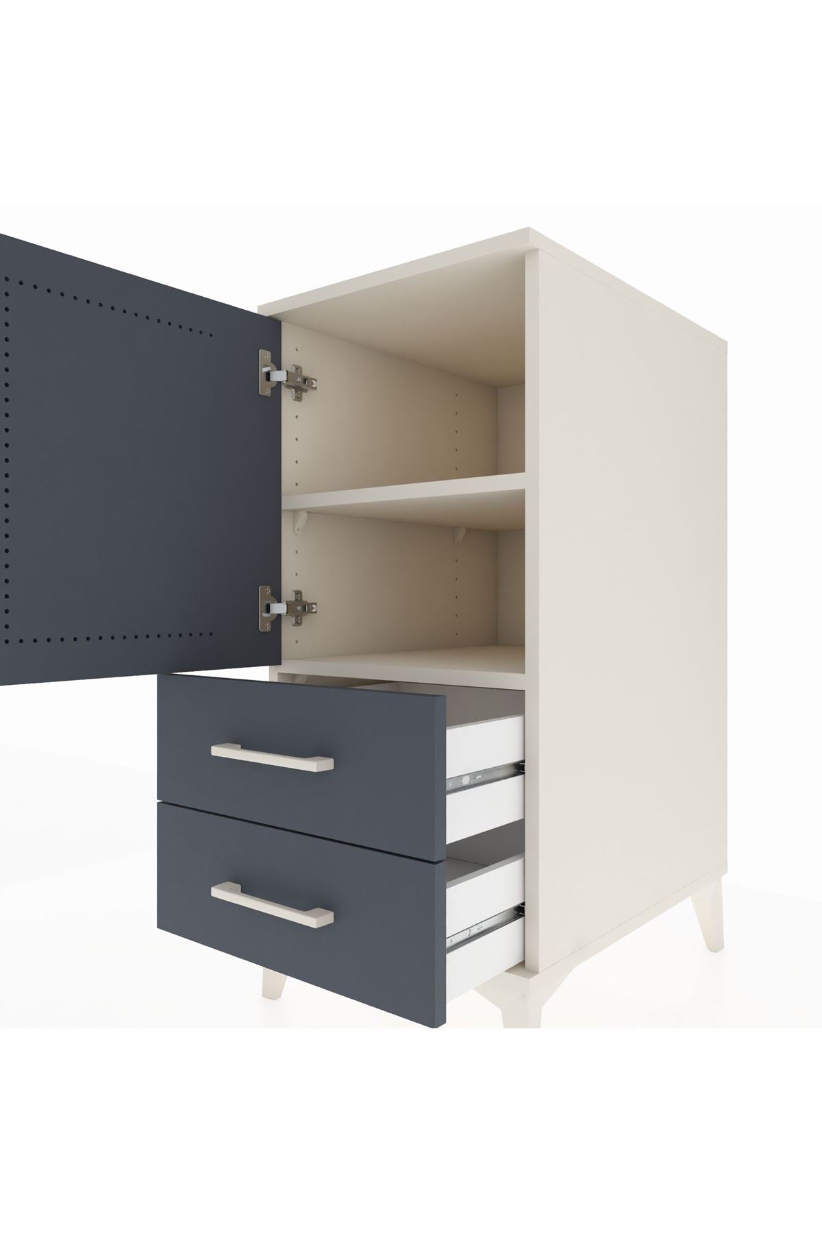 Kronos Komodin 2 Raflı 2 Çekmeceli Tek Kapaklı 44x59x96 - S75M032V2C