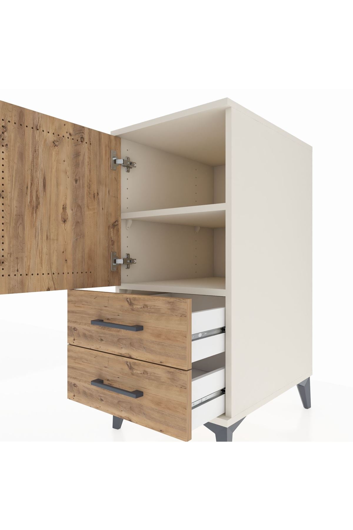 Kronos Komodin 2 Raflı 2 Çekmeceli Tek Kapaklı 44x59x96 - S75M032V3C