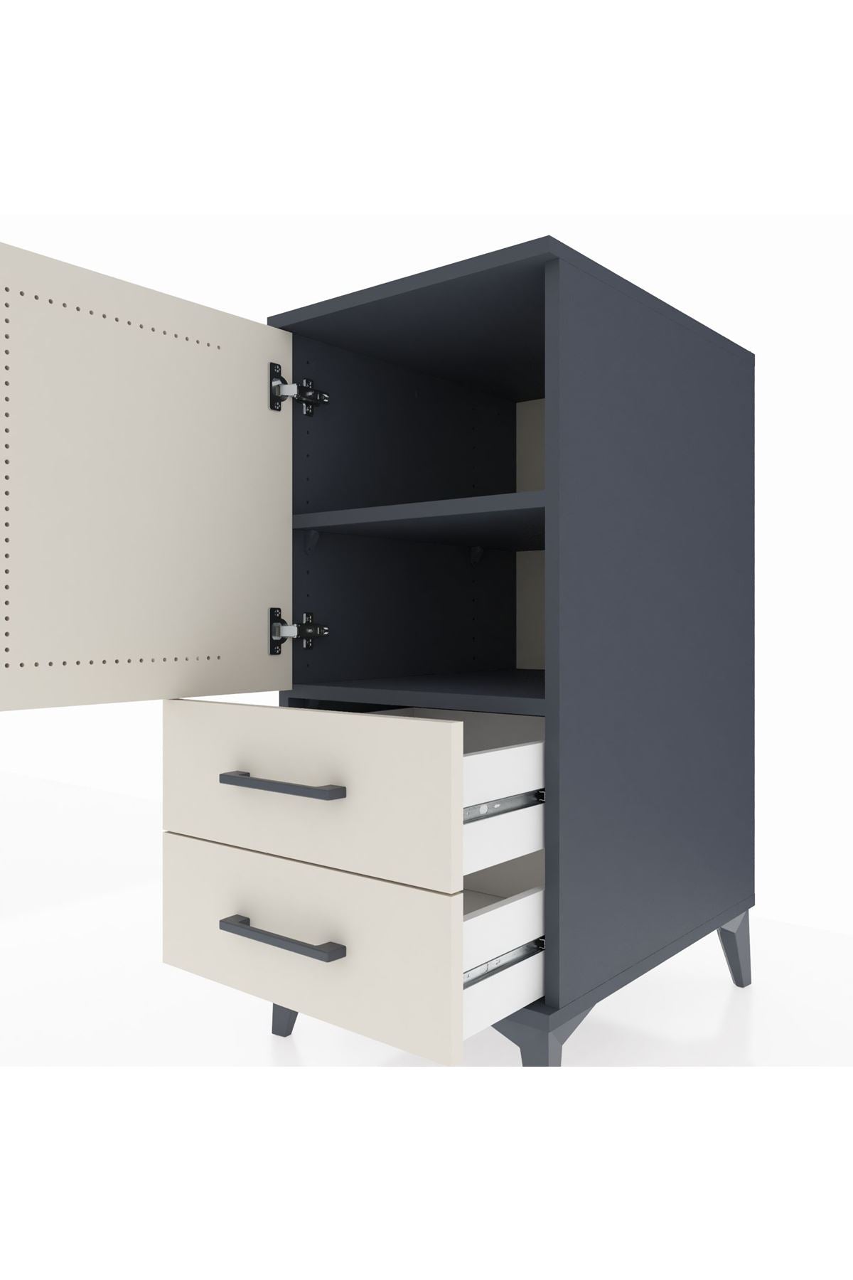 Kronos Komodin 2 Raflı 2 Çekmeceli Tek Kapaklı 44x59x96 - S75M032V4C