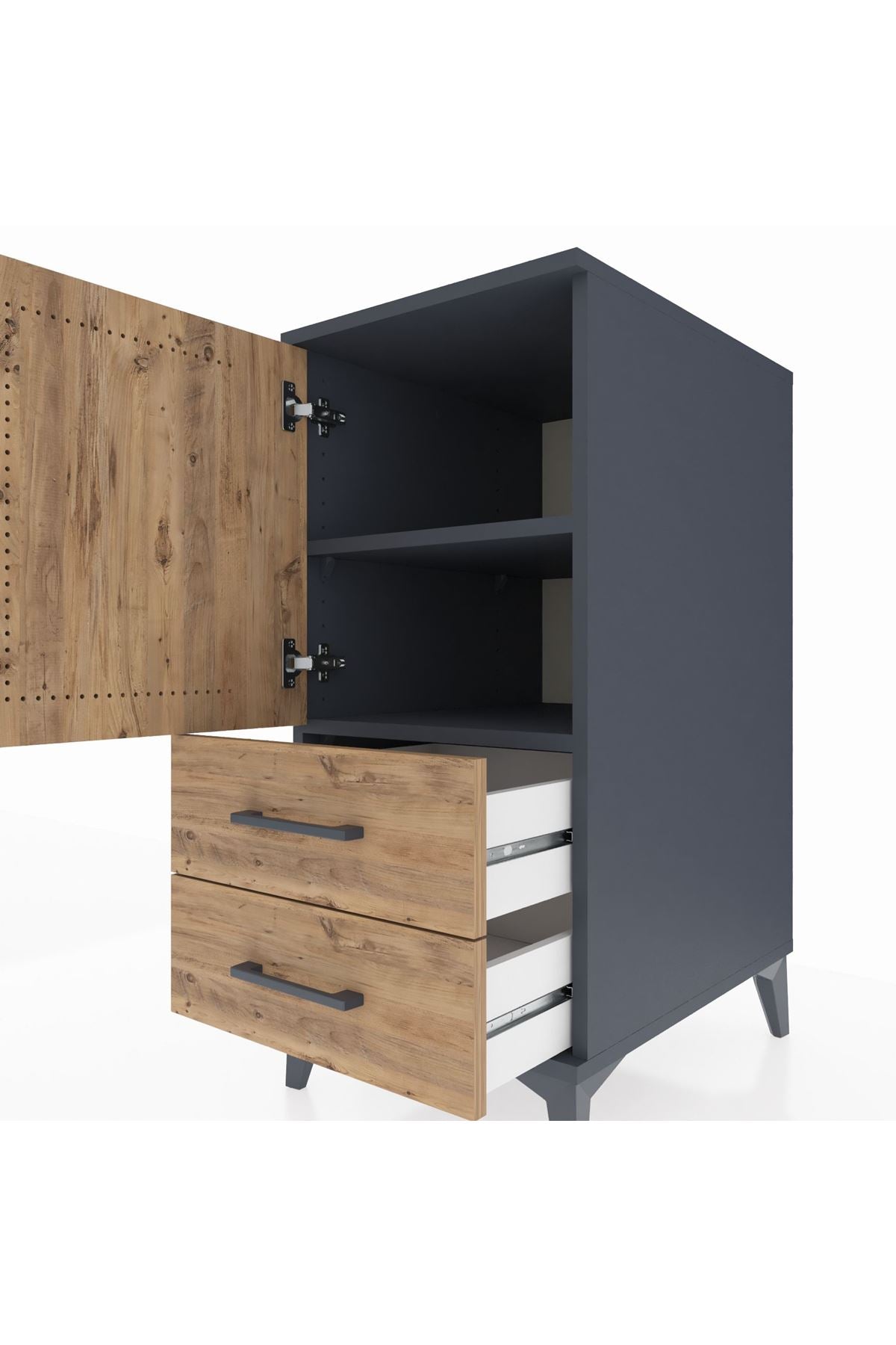 Kronos Komodin 2 Raflı 2 Çekmeceli Tek Kapaklı 44x59x96 - S75M032V6C
