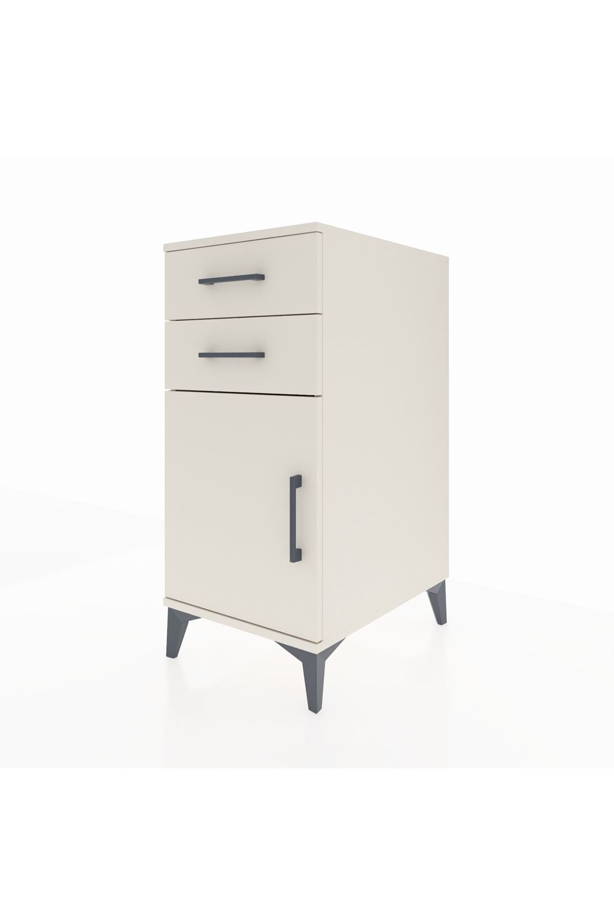 Kronos Komodin Tek Raflı 2 Çekmeceli Tek Kapaklı 44x59x96 - S75M034V1C