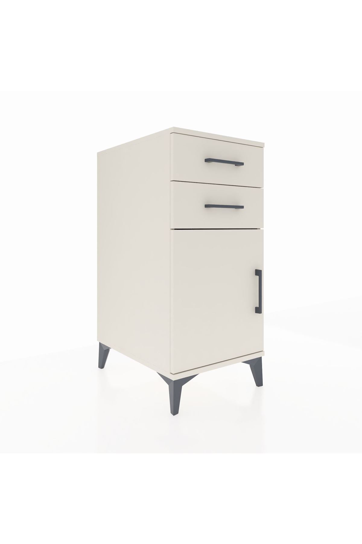 Kronos Komodin Tek Raflı 2 Çekmeceli Tek Kapaklı 44x59x96 - S75M034V1C