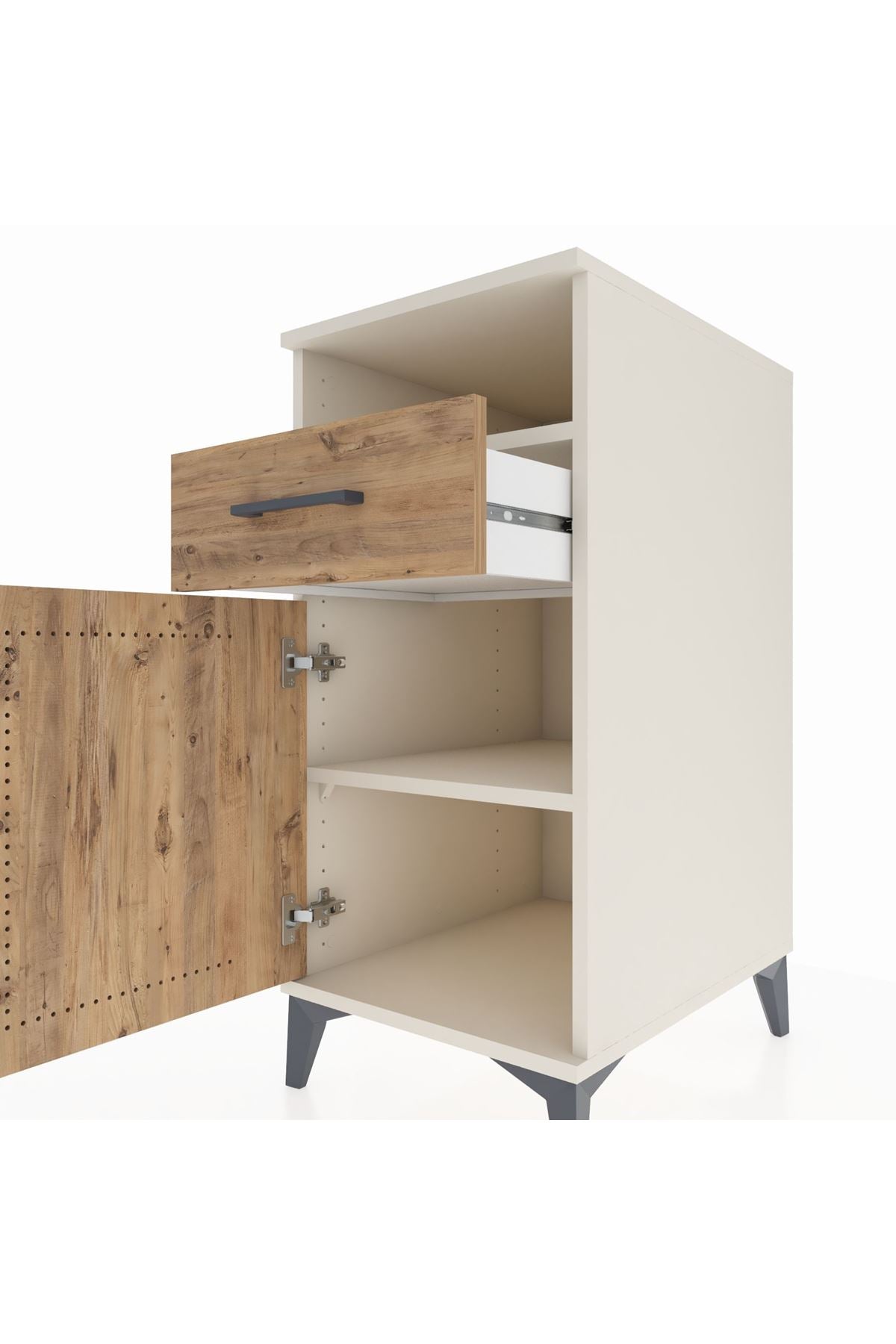 Kronos Komodin 2 Raflı Tek Çekmeceli Tek Kapaklı 44x59x96 - S75M035V3C