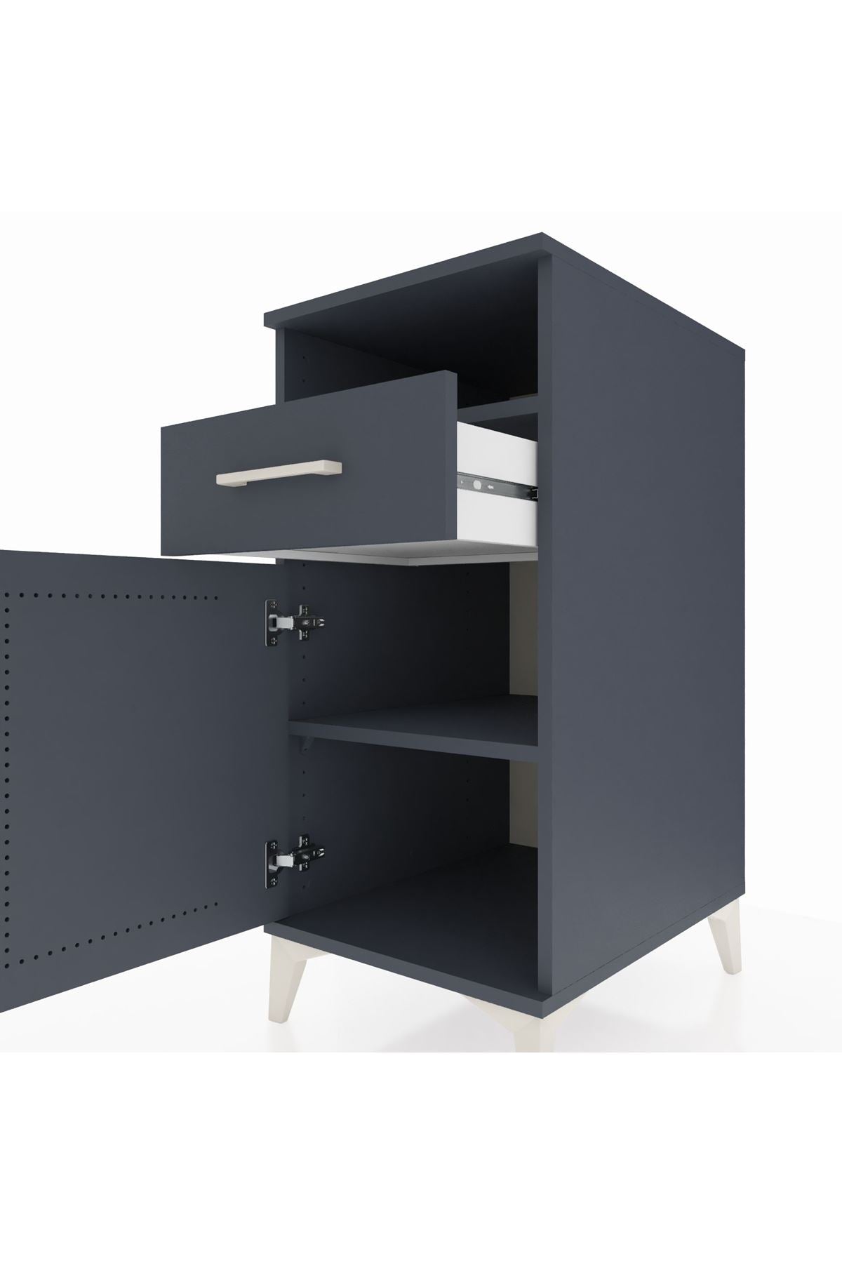 Kronos Komodin 2 Raflı Tek Çekmeceli Tek Kapaklı 44x59x96 - S75M035V5C