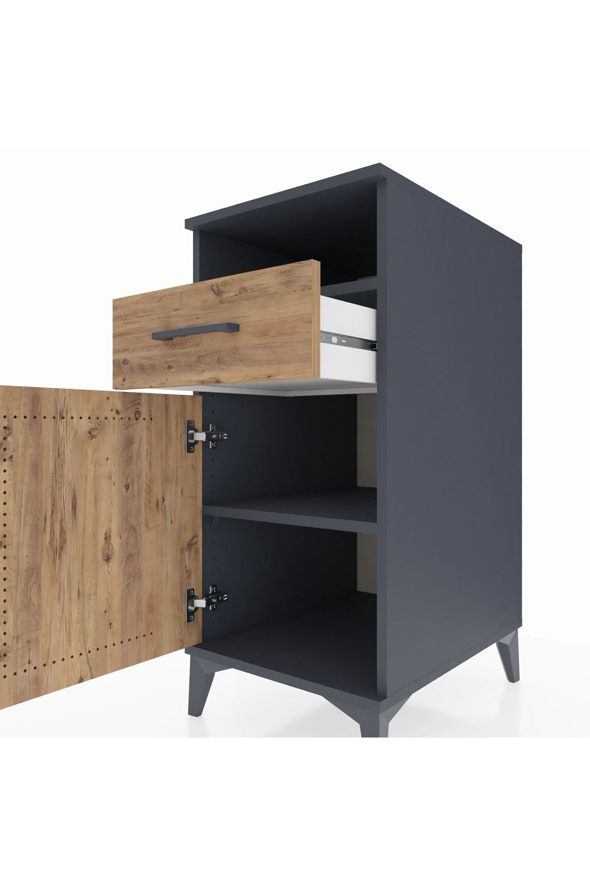 Kronos Komodin 2 Raflı Tek Çekmeceli Tek Kapaklı 44x59x96 - S75M035V6C