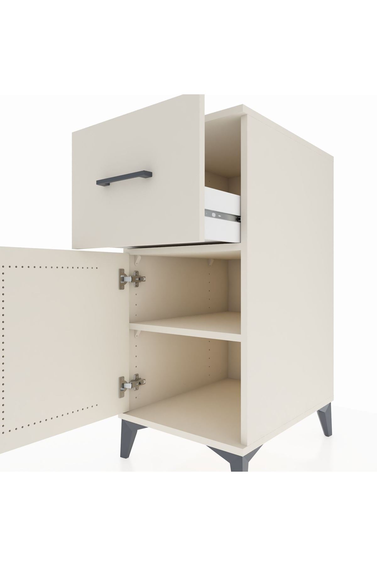 Kronos Komodin Tek Raflı Tek Çekmeceli Tek Kapaklı 44x59x96 - S75M037V1C