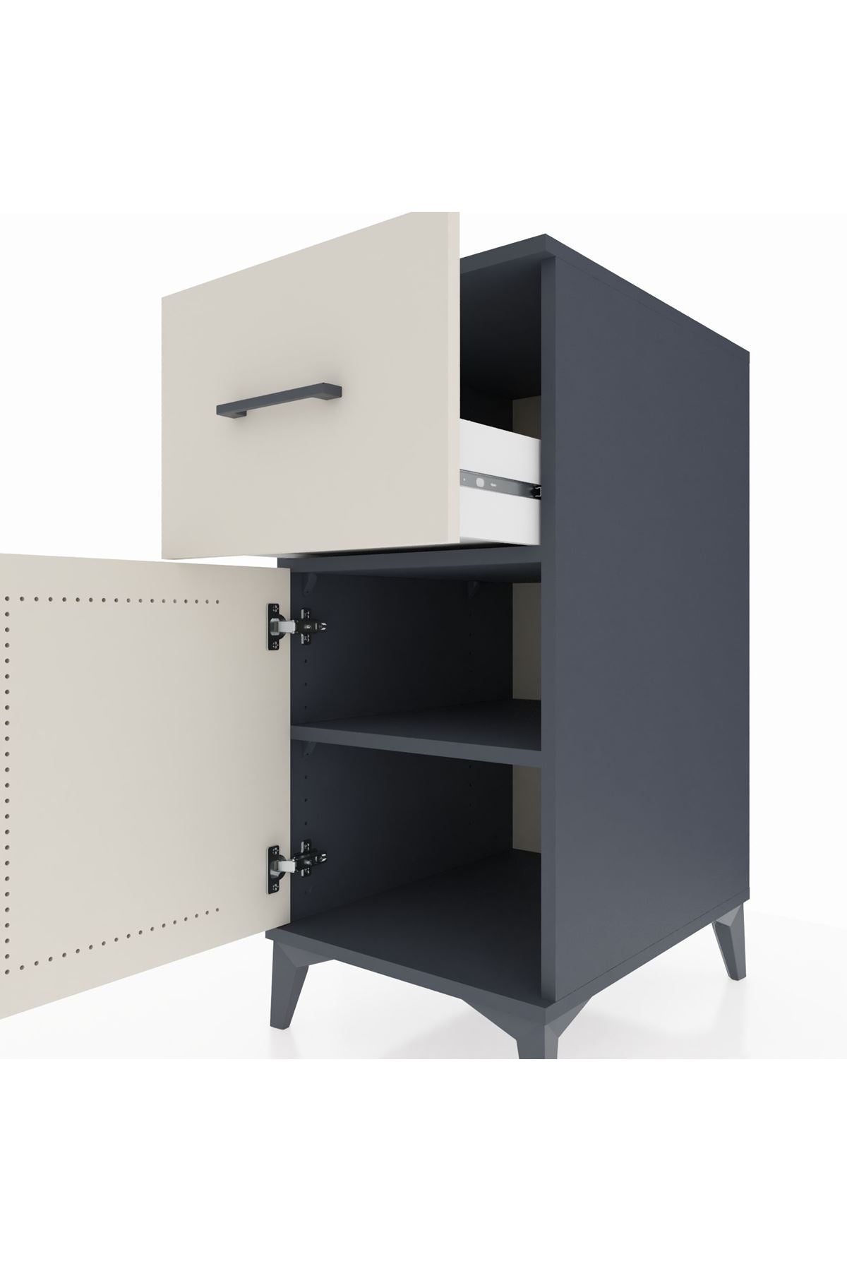 Kronos Komodin Tek Raflı Tek Çekmeceli Tek Kapaklı 44x59x96 - S75M037V4C