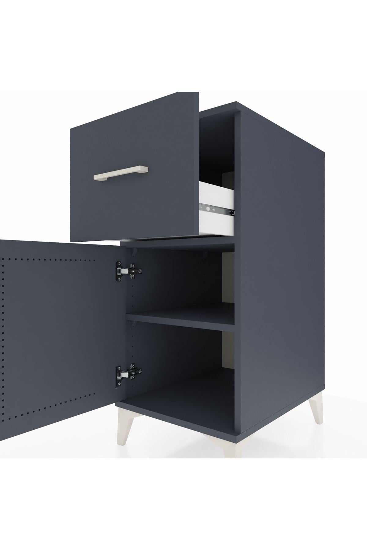 Kronos Komodin Tek Raflı Tek Çekmeceli Tek Kapaklı 44x59x96 - S75M037V5C