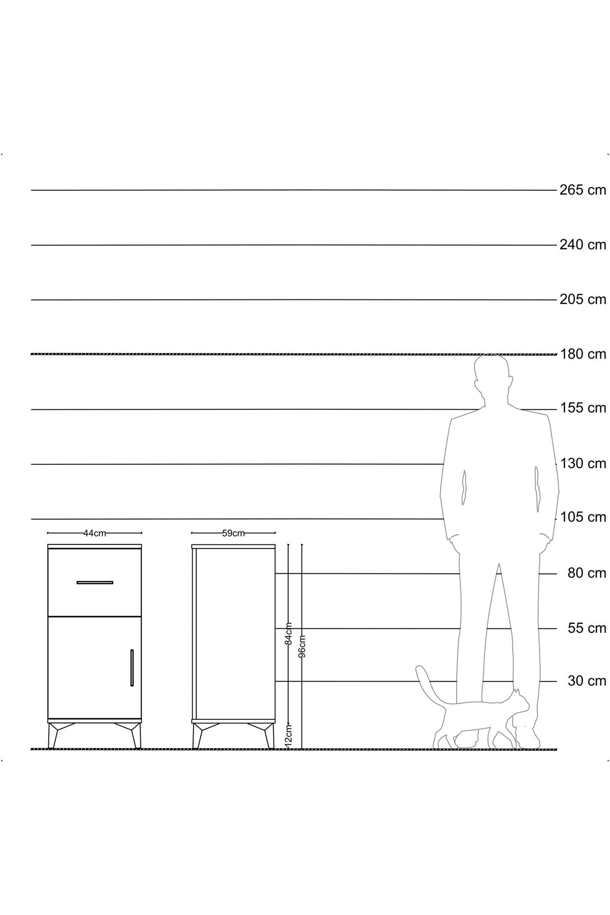 Kronos Komodin Tek Raflı Tek Çekmeceli Tek Kapaklı 44x59x96 - S75M037V6C