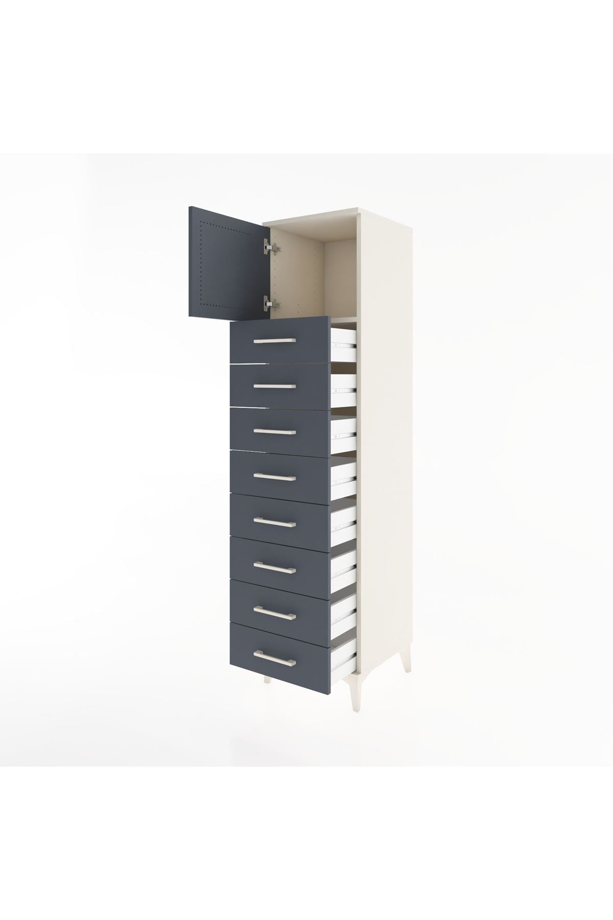 Hyperion Dolap Tek Raflı 8 Çekmeceli Tek Kapaklı 44x44x182 - S55M001V2B