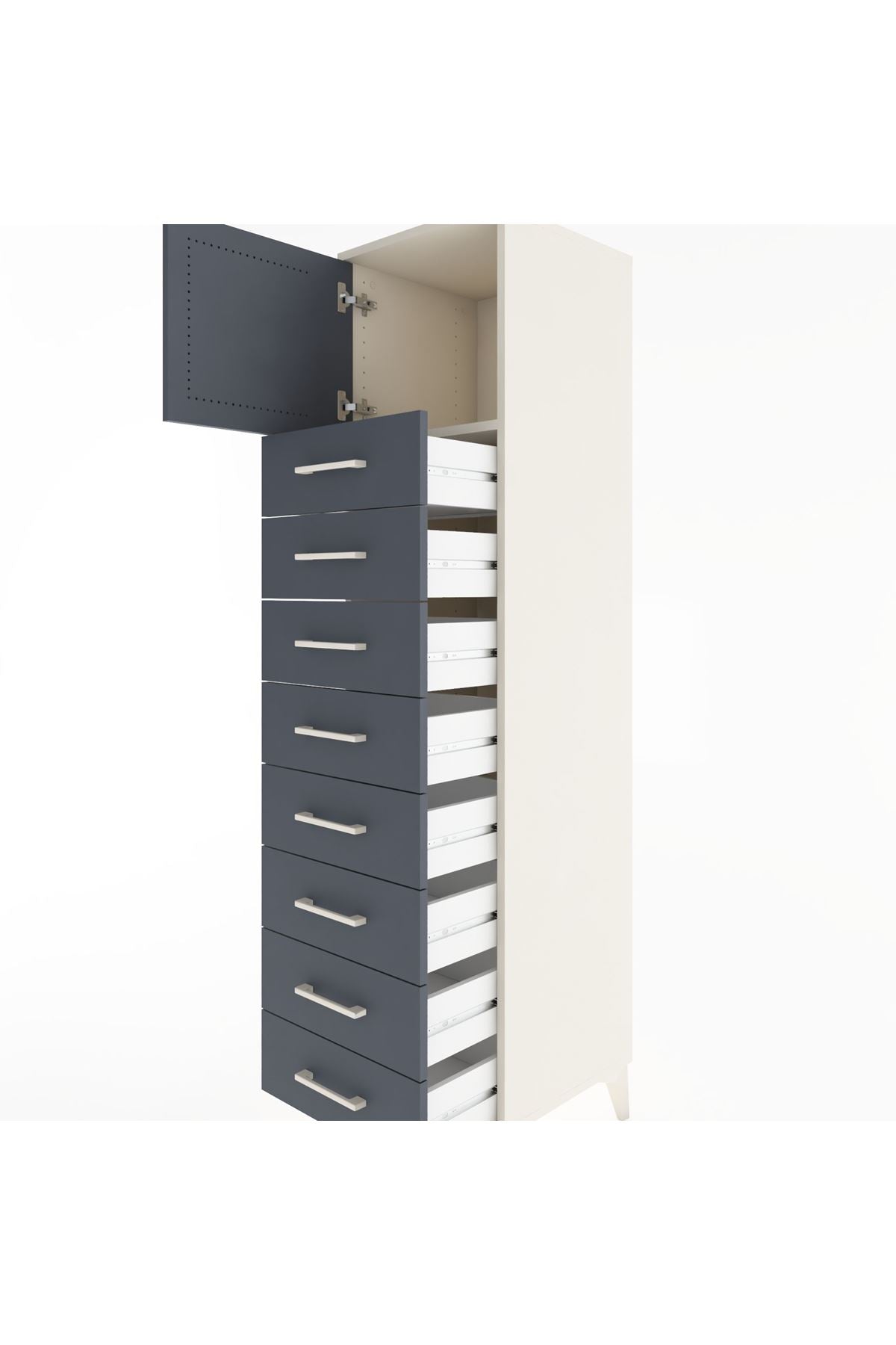 Hyperion Dolap Tek Raflı 8 Çekmeceli Tek Kapaklı 44x44x182 - S55M001V2B