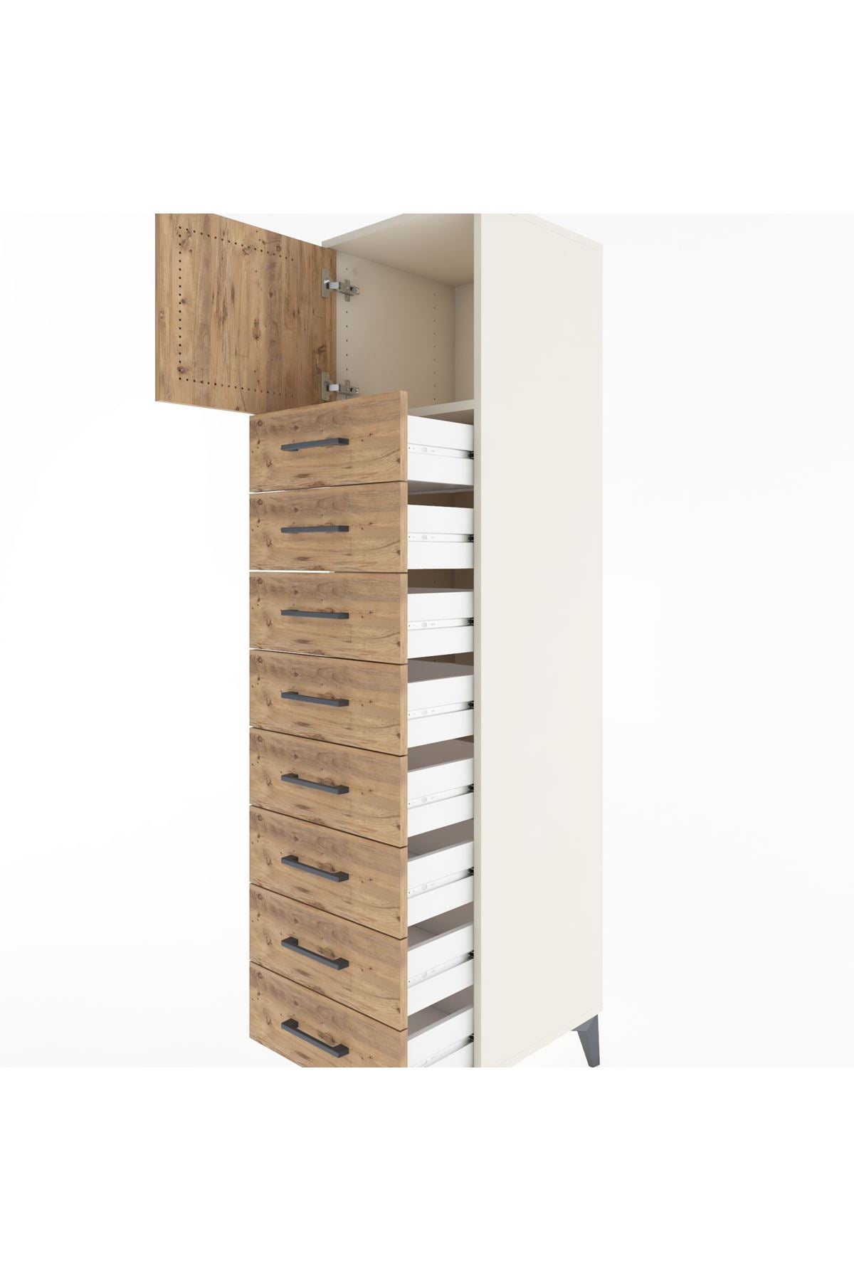 Hyperion Dolap Tek Raflı 8 Çekmeceli Tek Kapaklı 44x44x182 - S55M001V3B