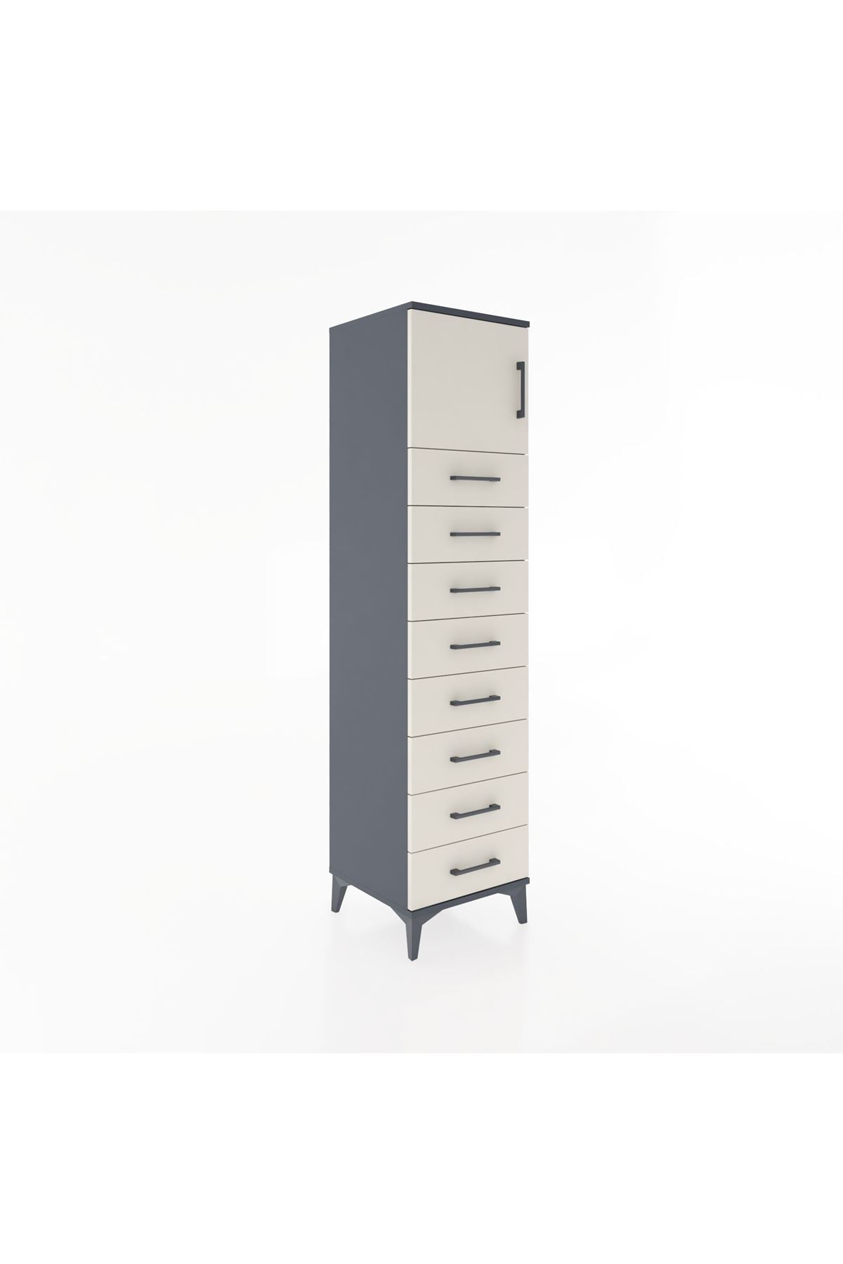 Hyperion Dolap Tek Raflı 8 Çekmeceli Tek Kapaklı 44x44x182 - S55M001V4B