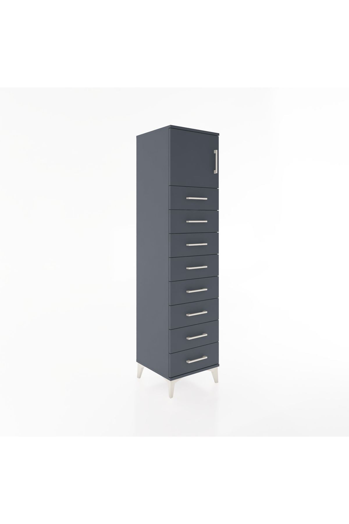 Hyperion Dolap Tek Raflı 8 Çekmeceli Tek Kapaklı 44x44x182 - S55M001V5B