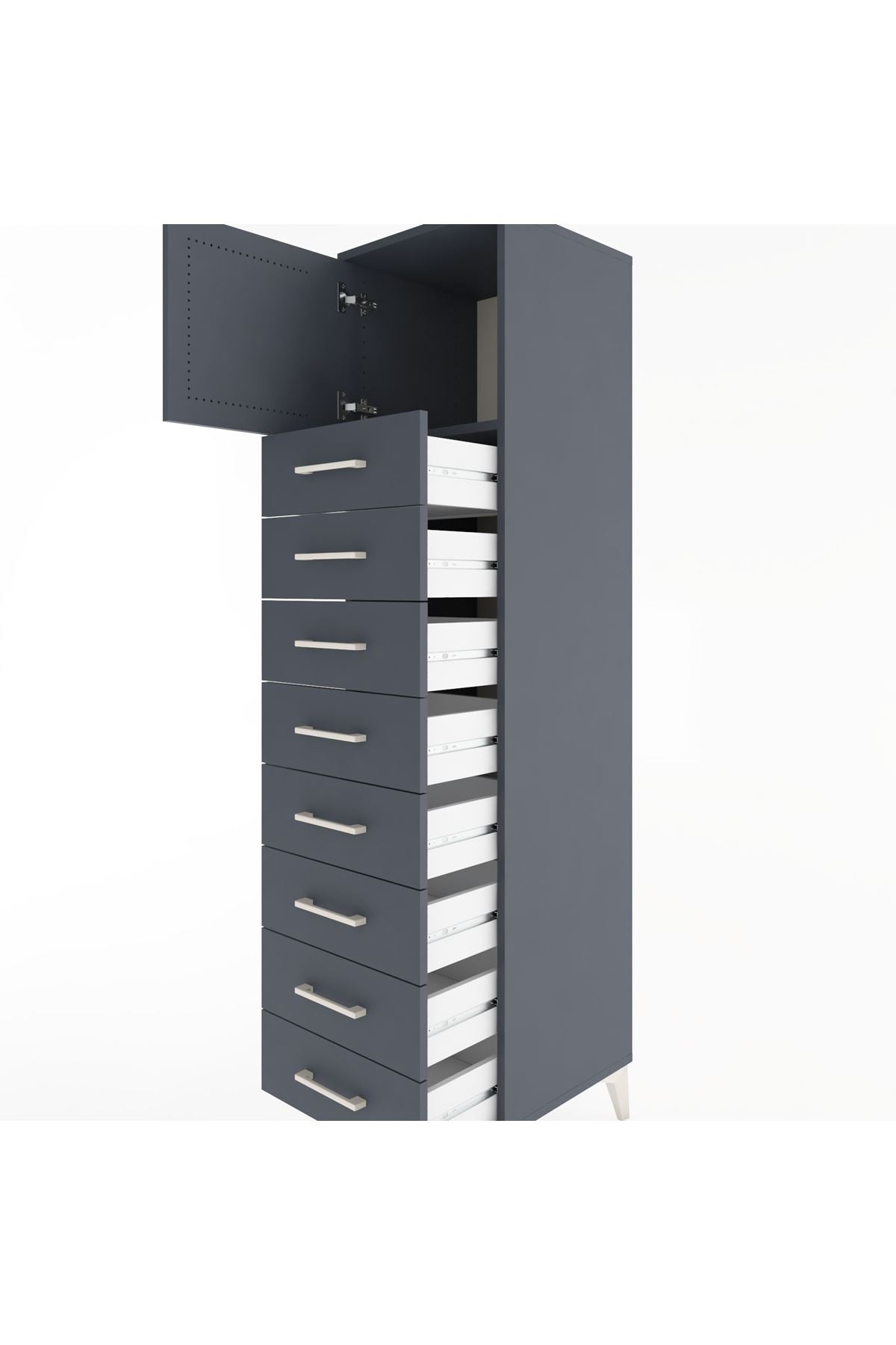 Hyperion Dolap Tek Raflı 8 Çekmeceli Tek Kapaklı 44x44x182 - S55M001V5B