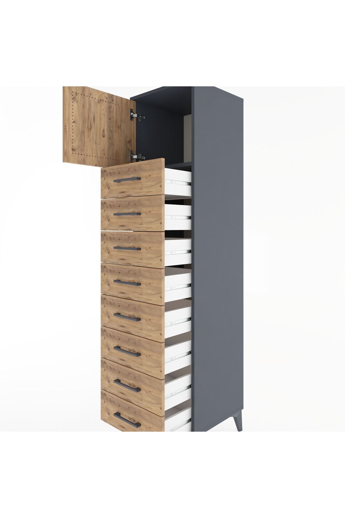 Hyperion Dolap Tek Raflı 8 Çekmeceli Tek Kapaklı 44x44x182 - S55M001V6B