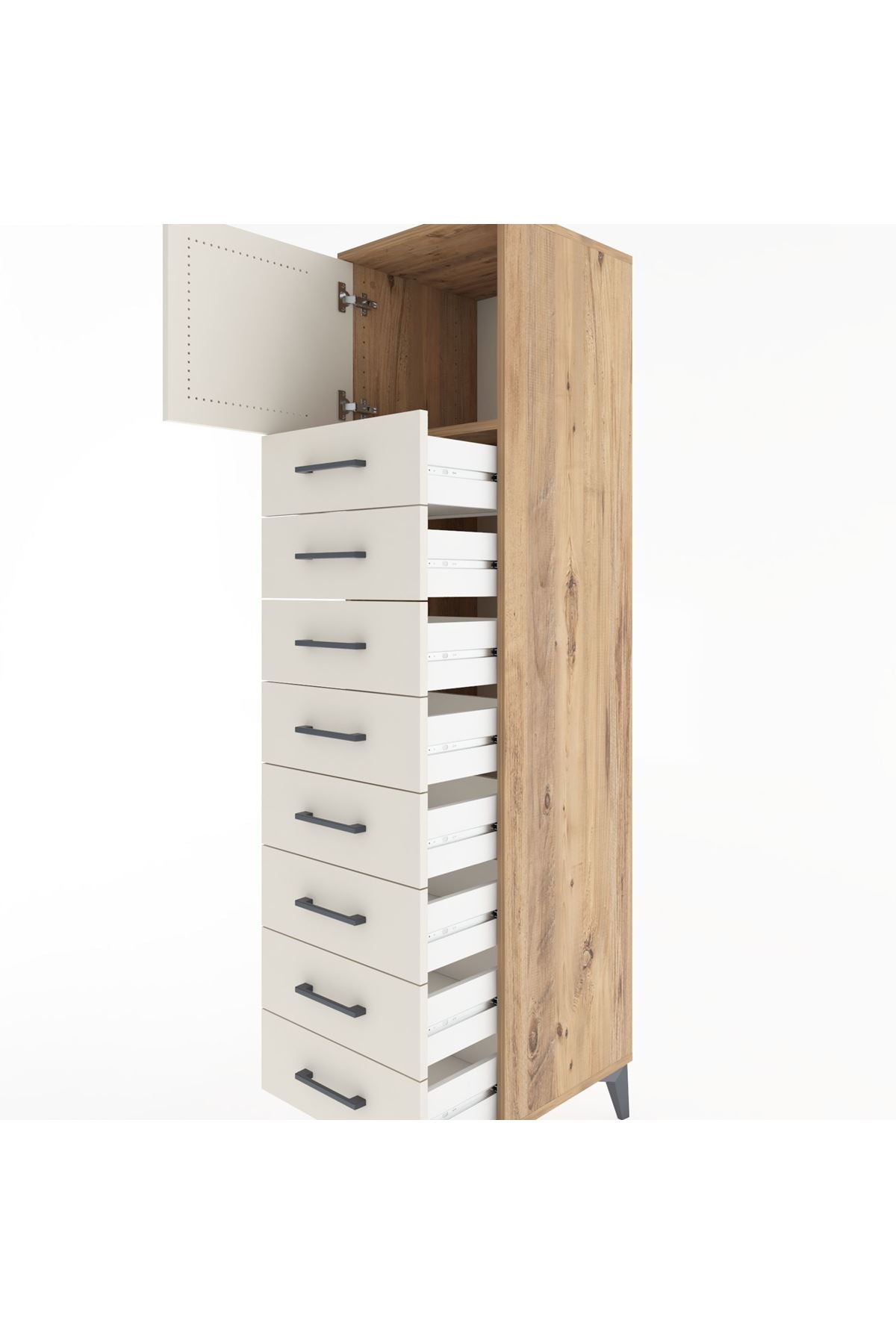 Hyperion Dolap Tek Raflı 8 Çekmeceli Tek Kapaklı 44x44x182 - S55M001V7B