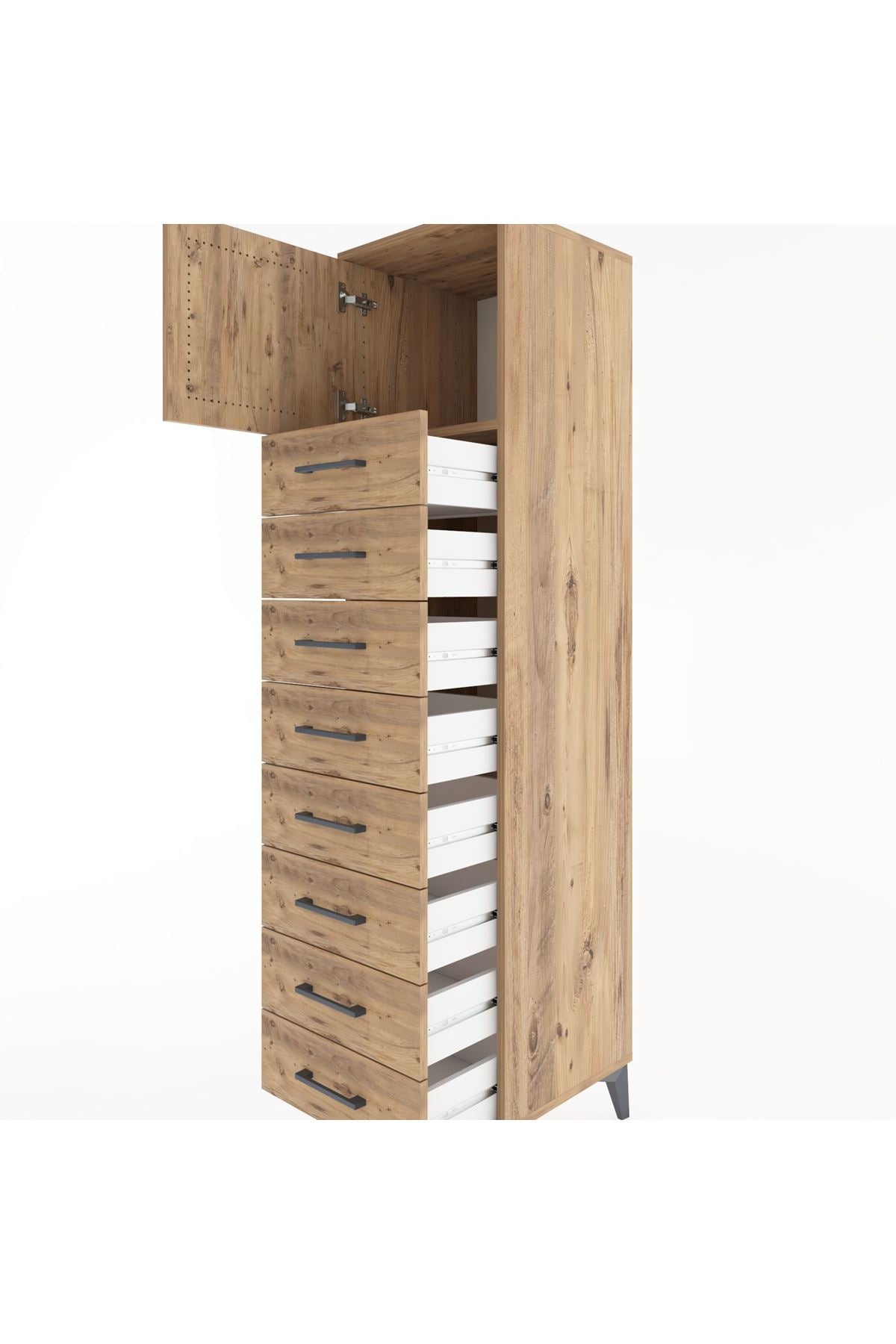 Hyperion Dolap Tek Raflı 8 Çekmeceli Tek Kapaklı 44x44x182 - S55M001V9B