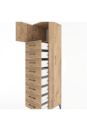 Hyperion Dolap Tek Raflı 8 Çekmeceli Tek Kapaklı 44x44x182 - S55M001V9B