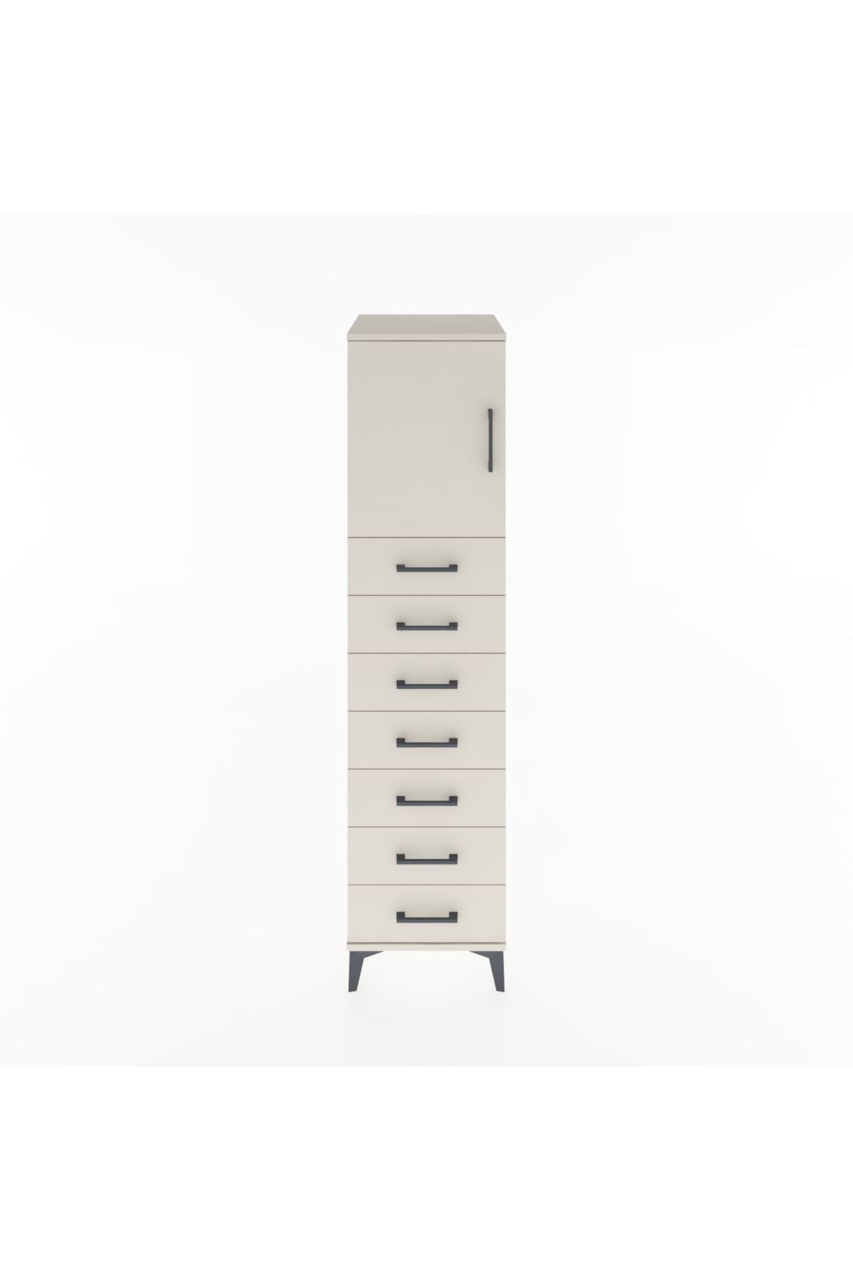 Hyperion Dolap Tek Raflı 7 Çekmeceli Tek Kapaklı 44x44x182 - S55M002V1B