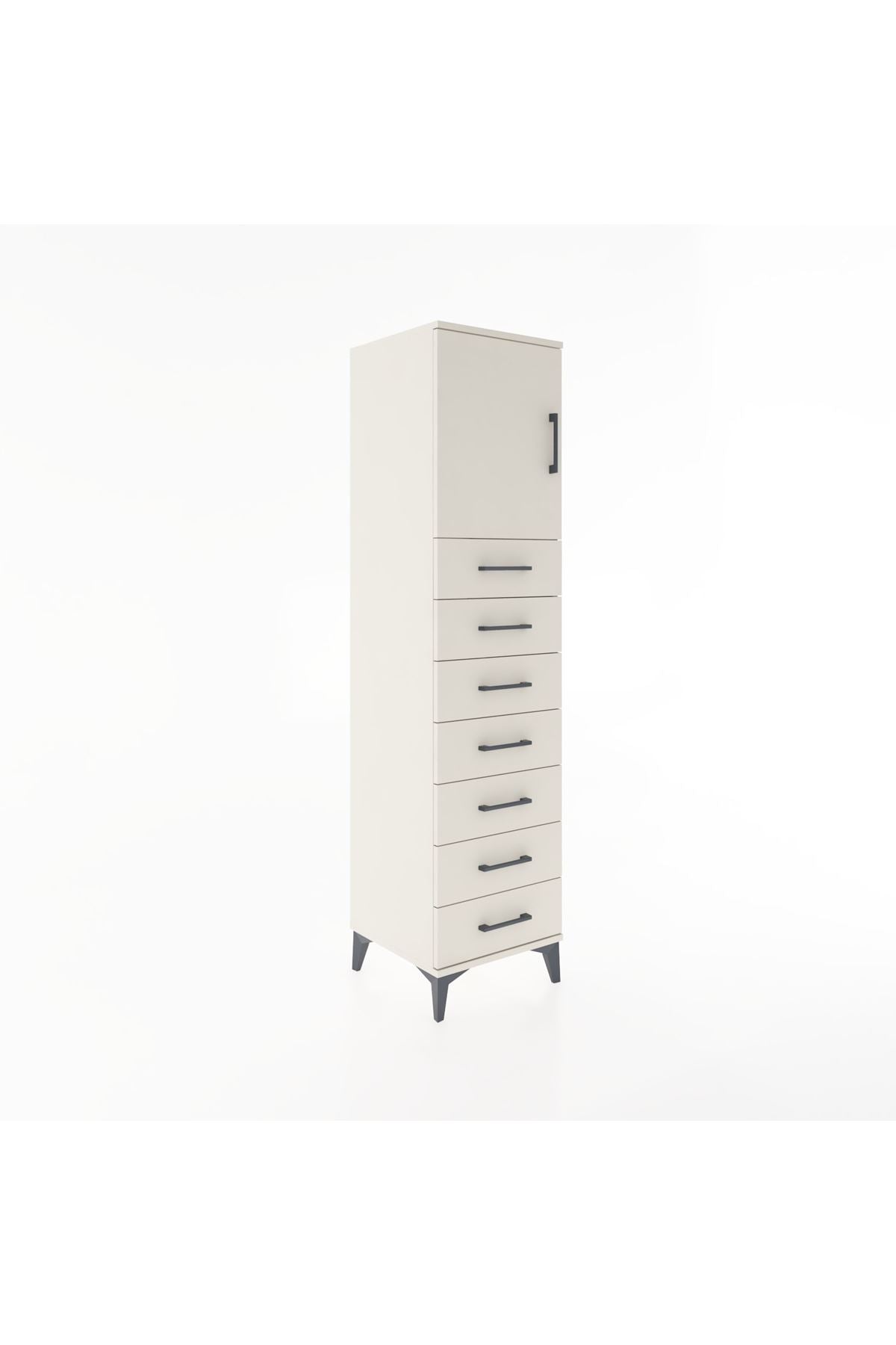Hyperion Dolap Tek Raflı 7 Çekmeceli Tek Kapaklı 44x44x182 - S55M002V1B