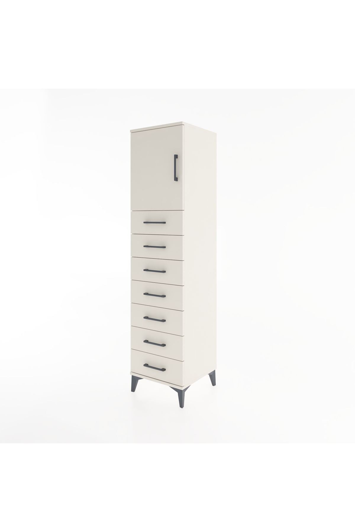 Hyperion Dolap Tek Raflı 7 Çekmeceli Tek Kapaklı 44x44x182 - S55M002V1B