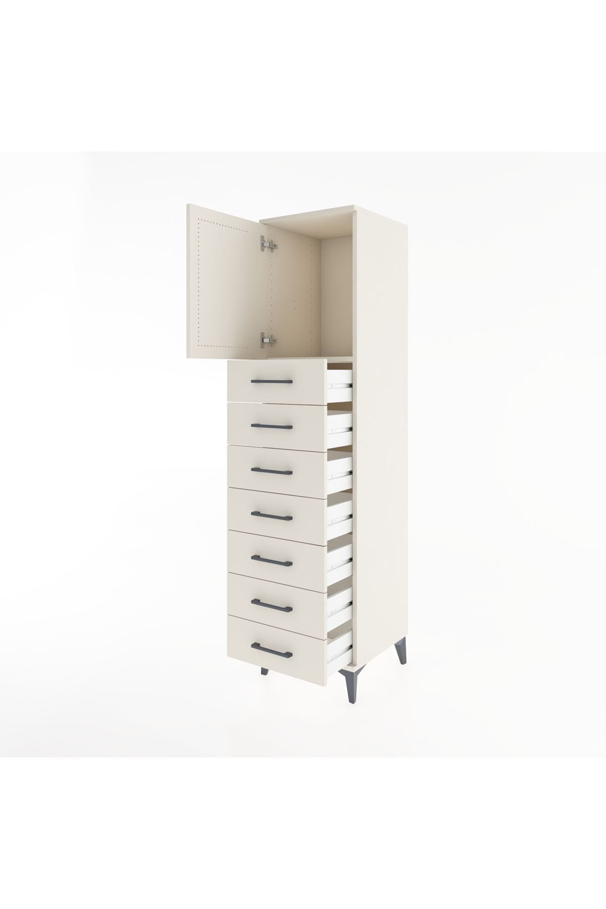 Hyperion Dolap Tek Raflı 7 Çekmeceli Tek Kapaklı 44x44x182 - S55M002V1B