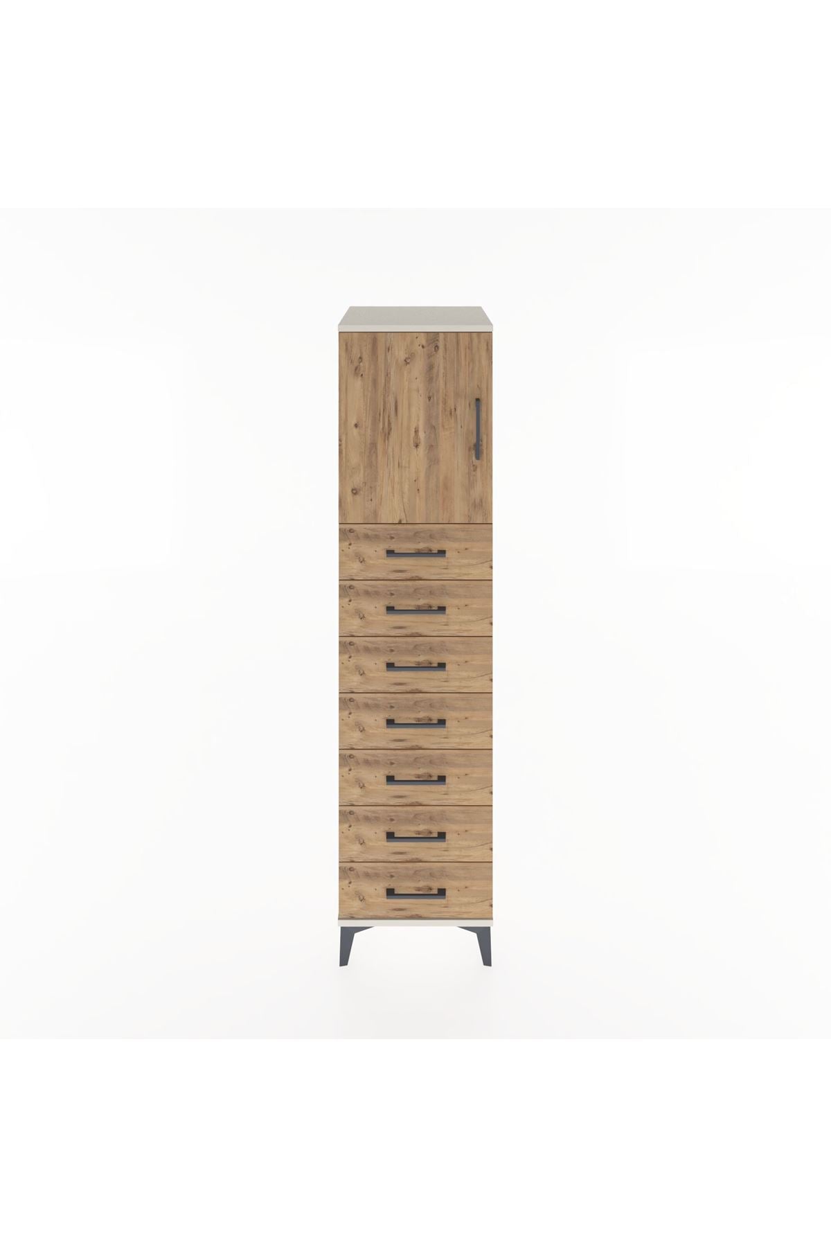 Hyperion Dolap Tek Raflı 7 Çekmeceli Tek Kapaklı 44x44x182 - S55M002V3B