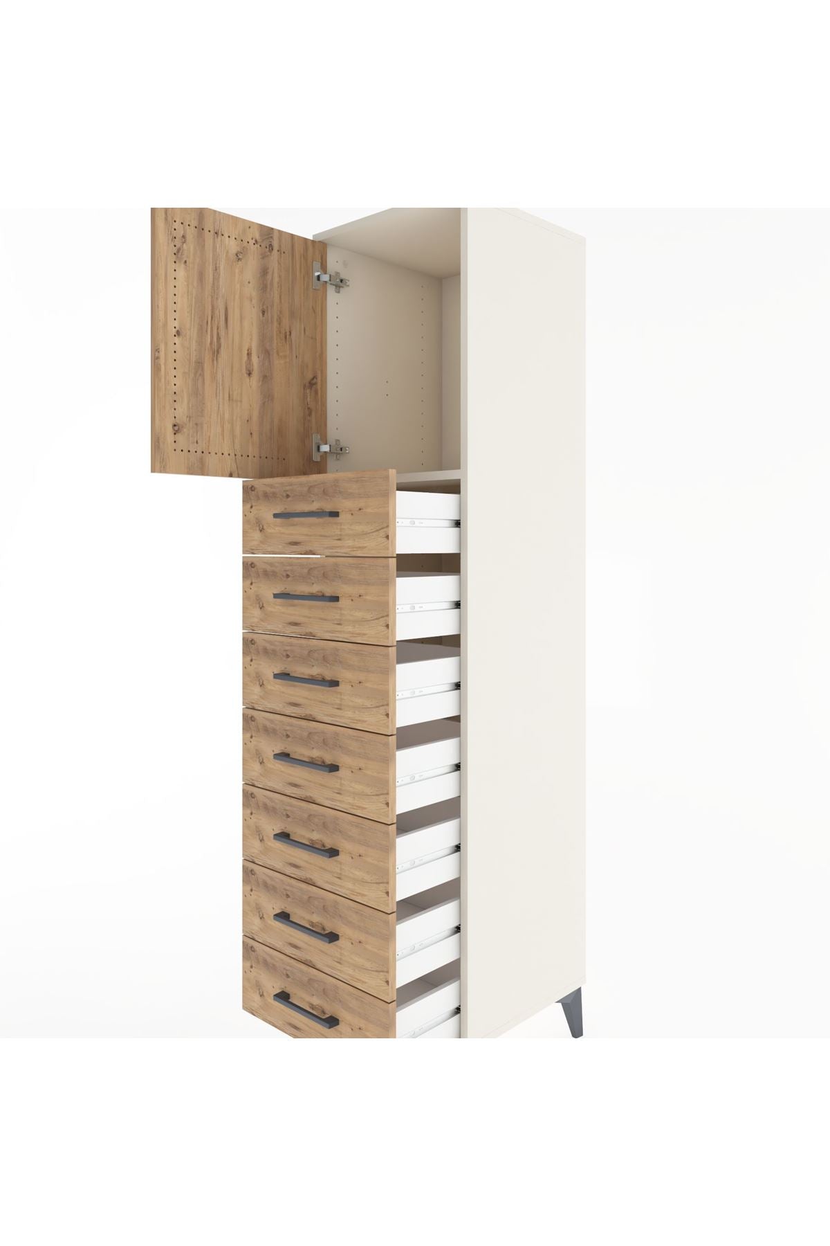 Hyperion Dolap Tek Raflı 7 Çekmeceli Tek Kapaklı 44x44x182 - S55M002V3B
