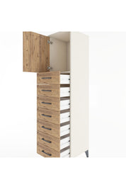 Hyperion Dolap Tek Raflı 7 Çekmeceli Tek Kapaklı 44x44x182 - S55M002V3B