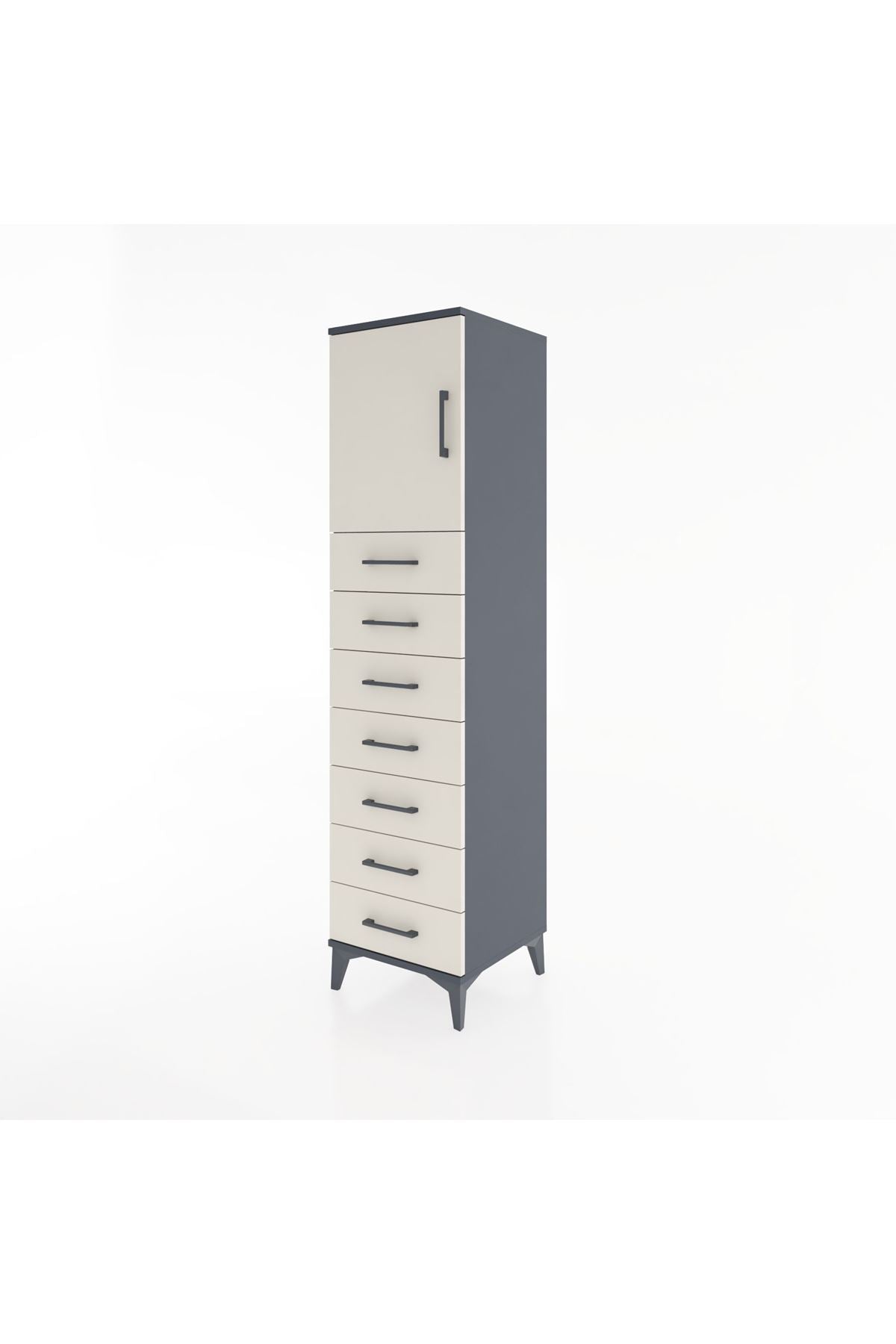 Hyperion Dolap Tek Raflı 7 Çekmeceli Tek Kapaklı 44x44x182 - S55M002V4B