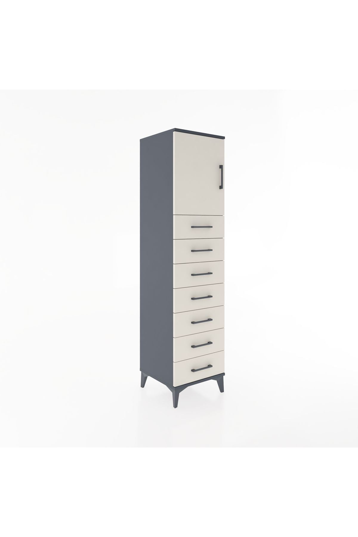 Hyperion Dolap Tek Raflı 7 Çekmeceli Tek Kapaklı 44x44x182 - S55M002V4B