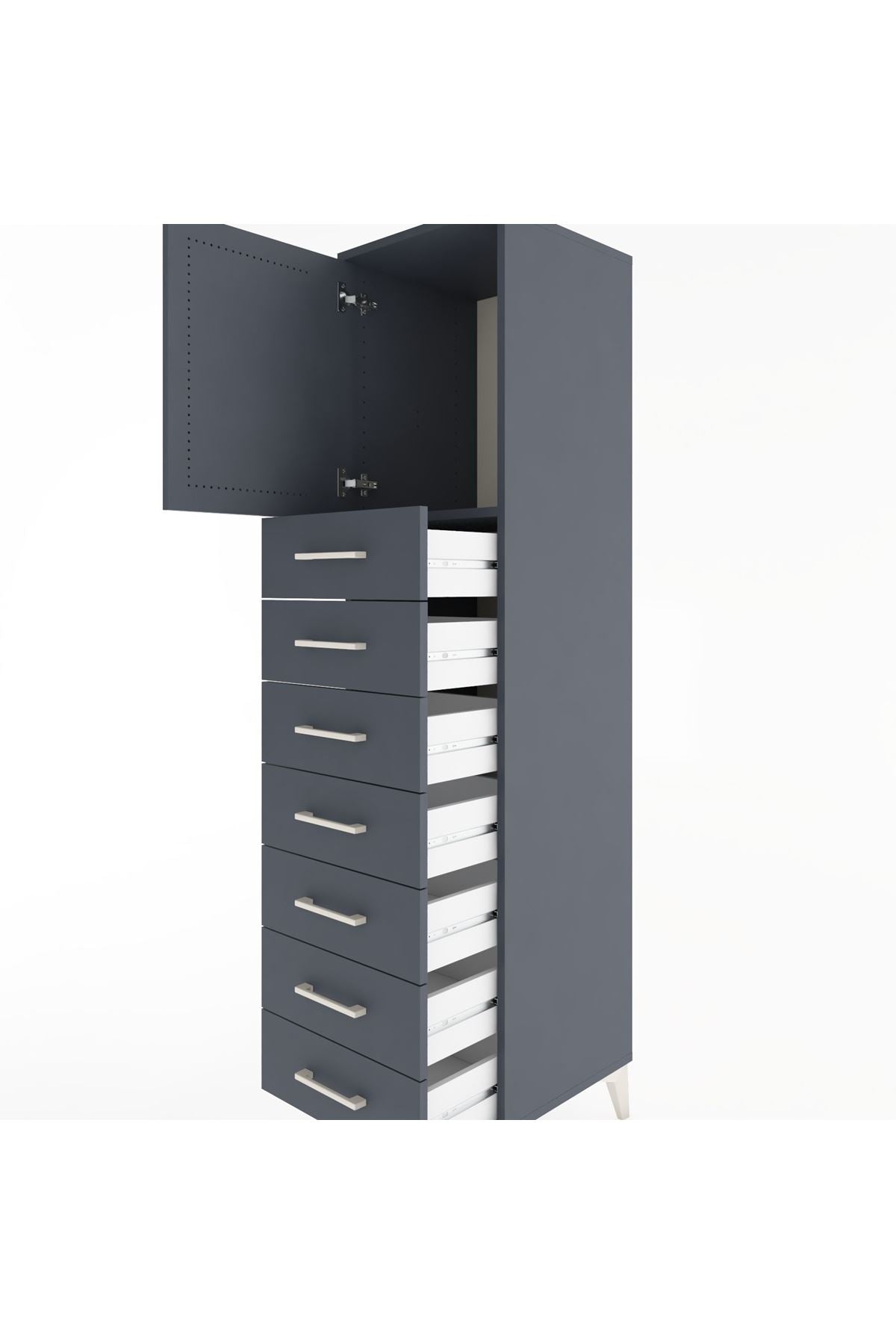 Hyperion Dolap Tek Raflı 7 Çekmeceli Tek Kapaklı 44x44x182 - S55M002V5B