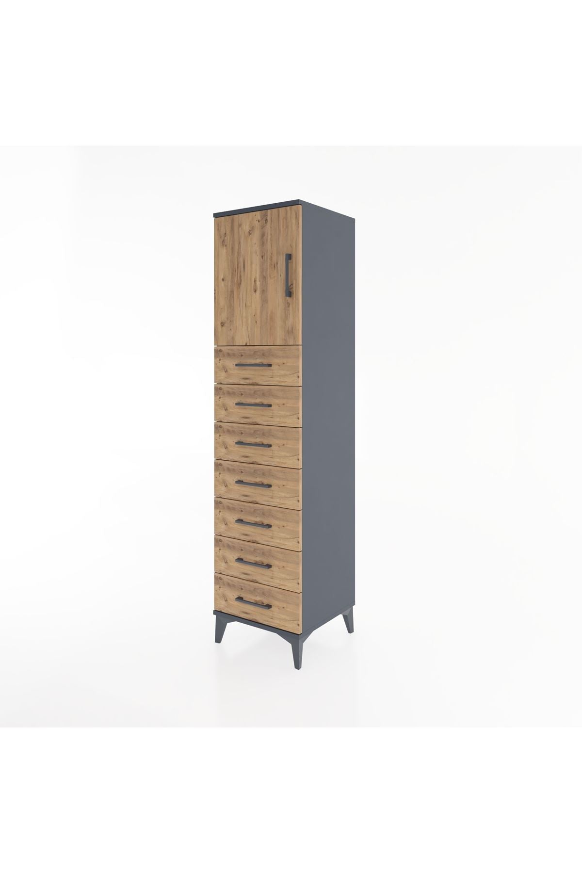 Hyperion Dolap Tek Raflı 7 Çekmeceli Tek Kapaklı 44x44x182 - S55M002V6B