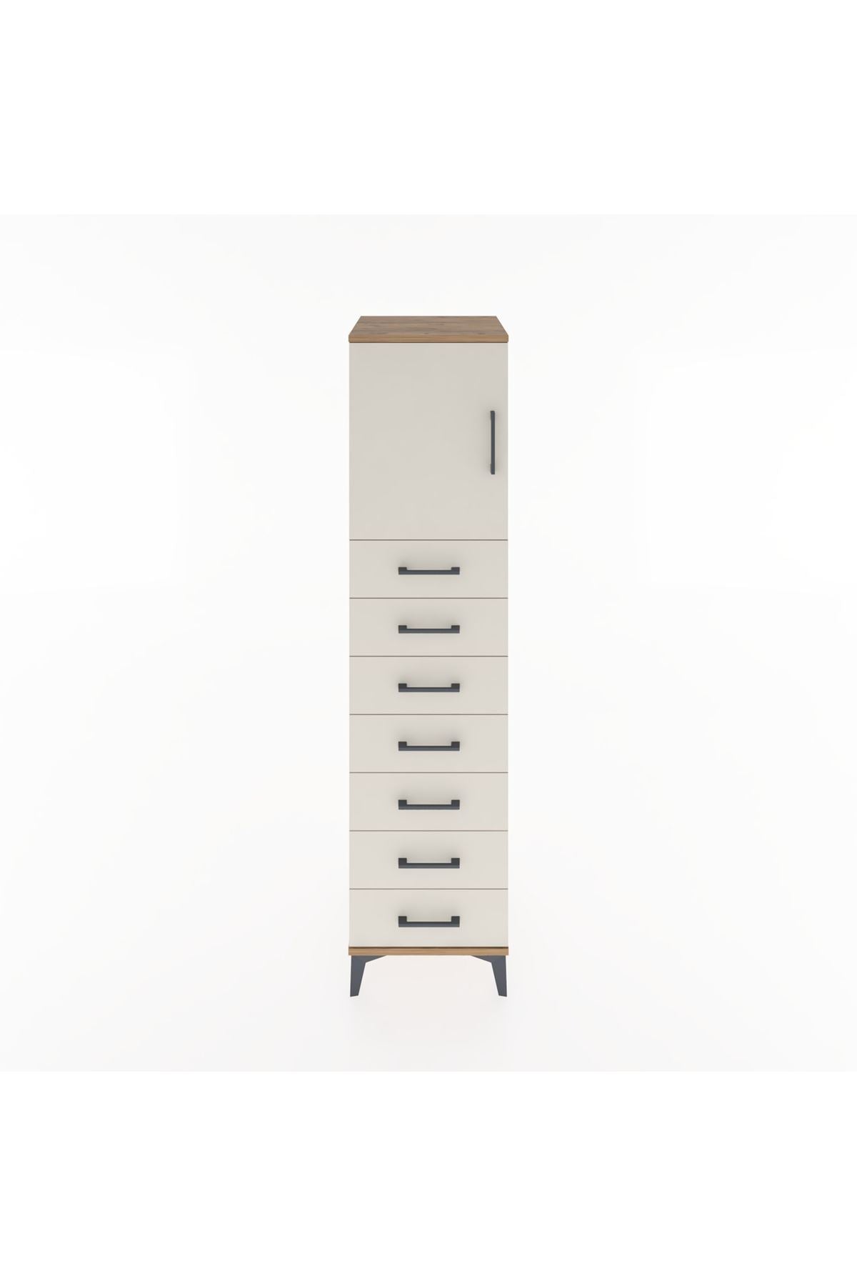 Hyperion Dolap Tek Raflı 7 Çekmeceli Tek Kapaklı 44x44x182 - S55M002V7B