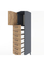 Hyperion Dolap Tek Raflı 7 Çekmeceli Tek Kapaklı 44x44x182 - S55M002V6B
