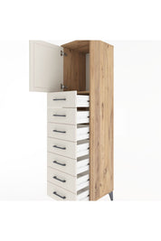 Hyperion Dolap Tek Raflı 7 Çekmeceli Tek Kapaklı 44x44x182 - S55M002V7B