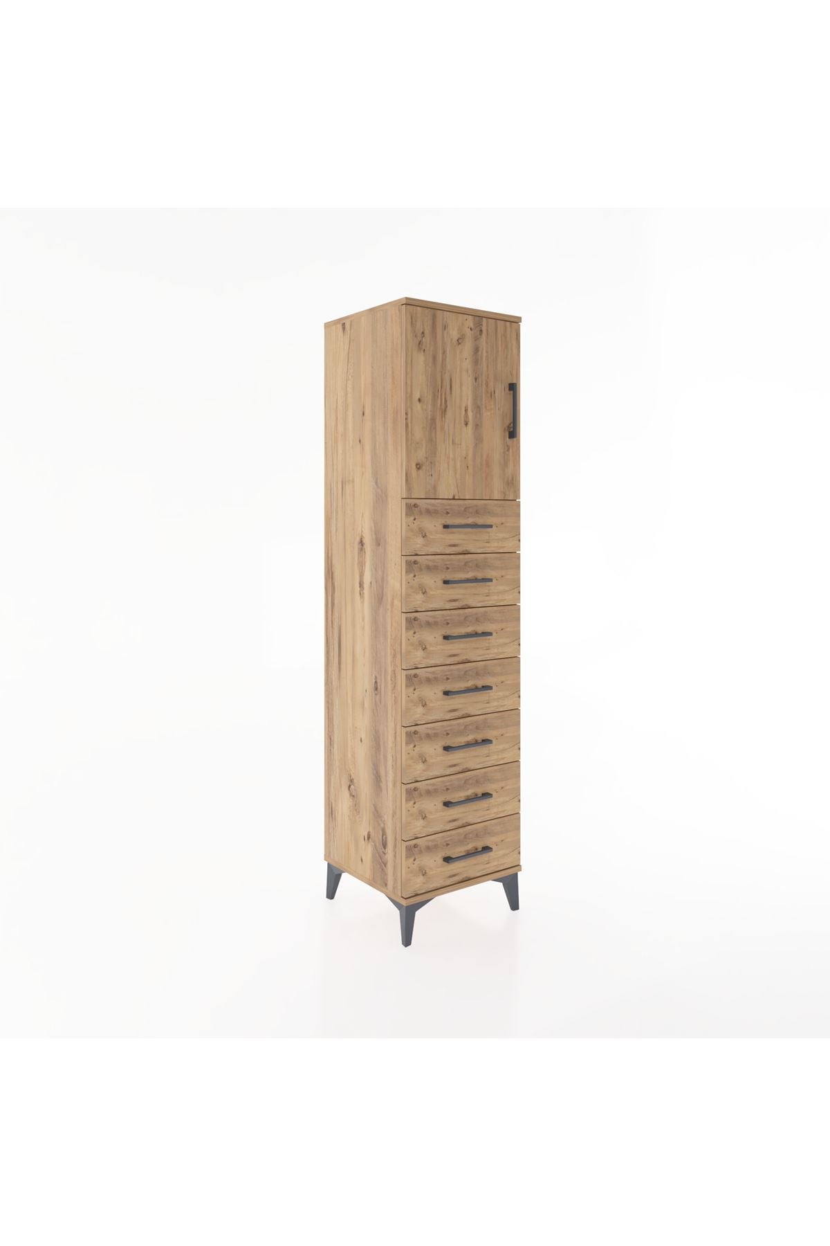 Hyperion Dolap Tek Raflı 7 Çekmeceli Tek Kapaklı 44x44x182 - S55M002V9B