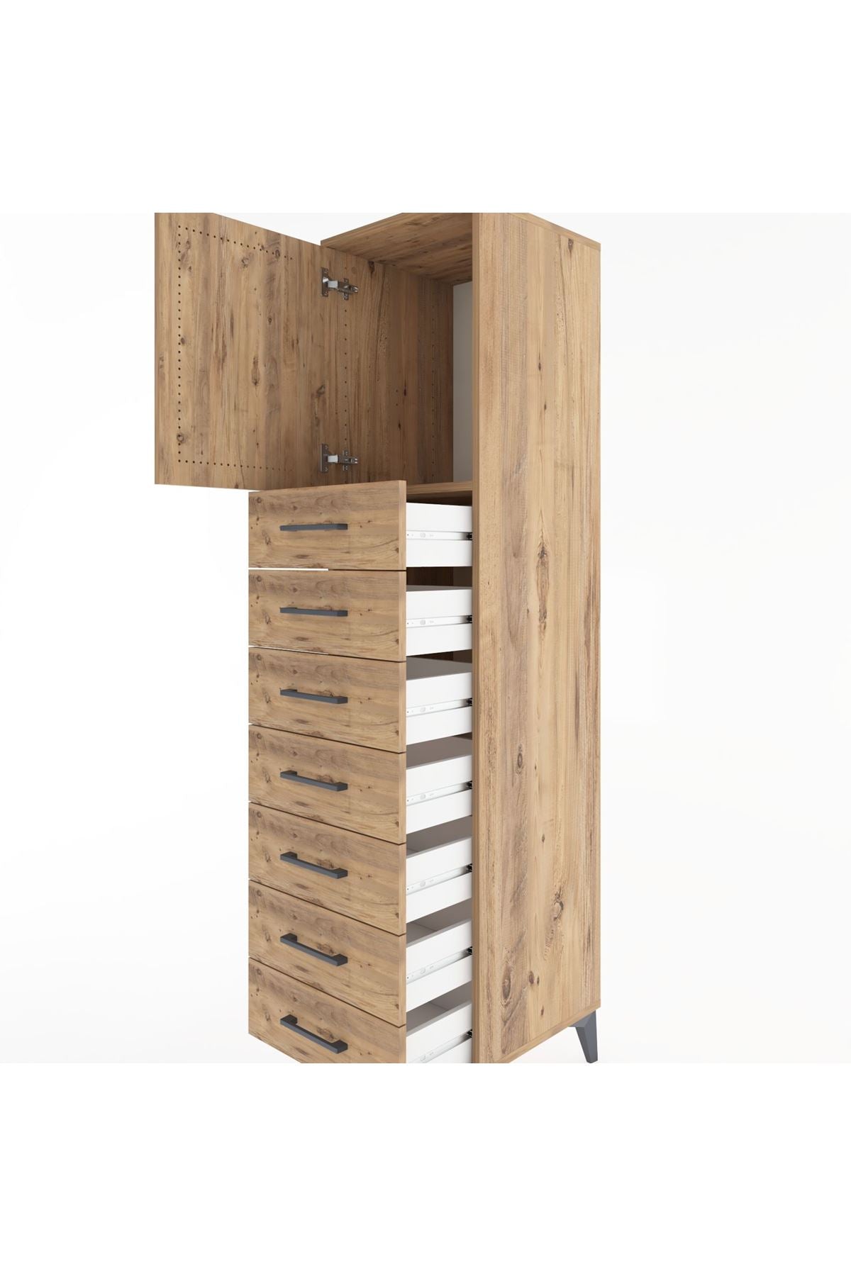Hyperion Dolap Tek Raflı 7 Çekmeceli Tek Kapaklı 44x44x182 - S55M002V9B