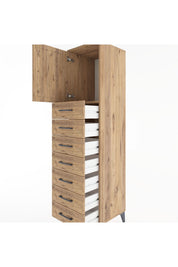 Hyperion Dolap Tek Raflı 7 Çekmeceli Tek Kapaklı 44x44x182 - S55M002V9B