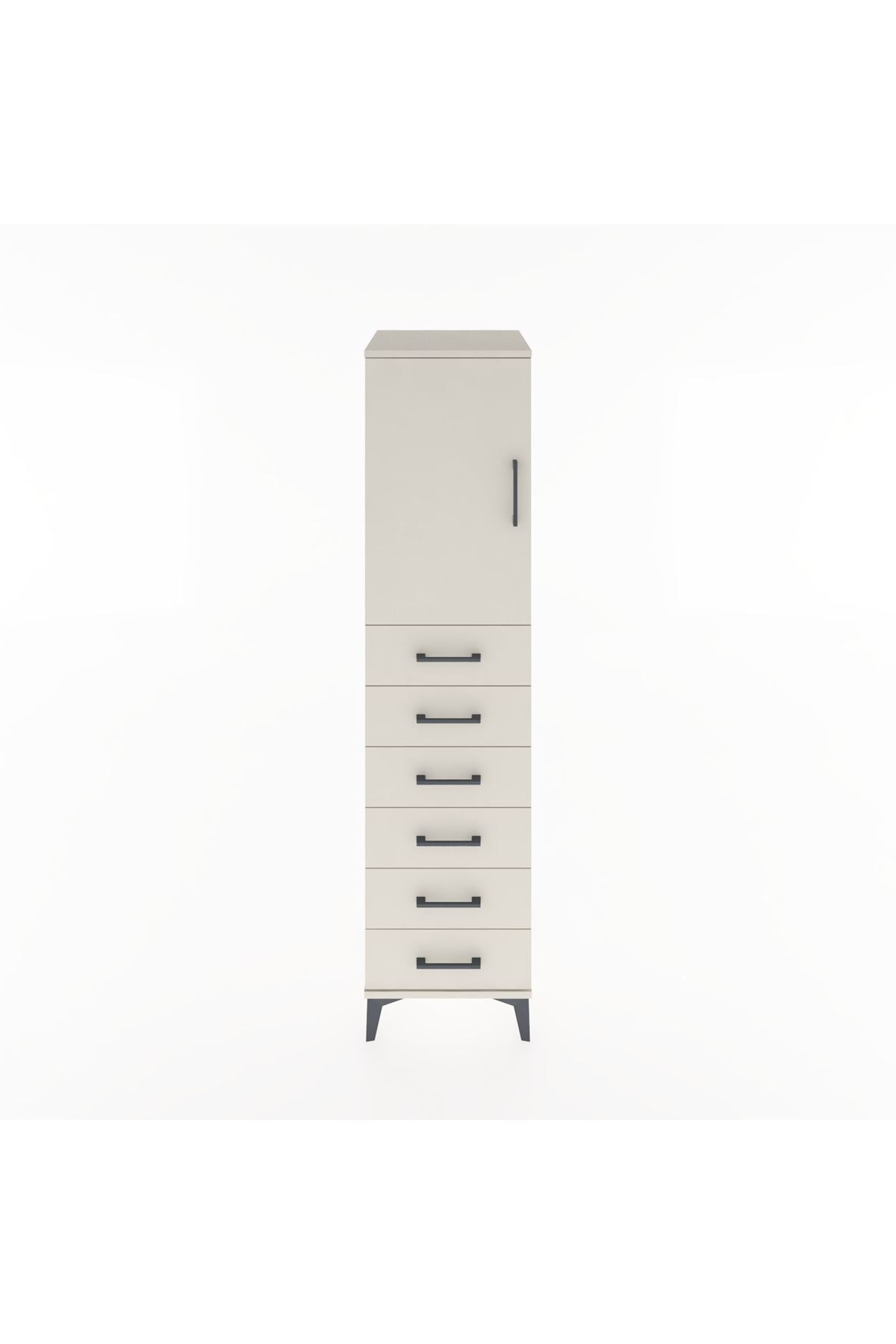 Hyperion Dolap Tek Raflı 6 Çekmeceli Tek Kapaklı 44x44x182 - S55M003V1B