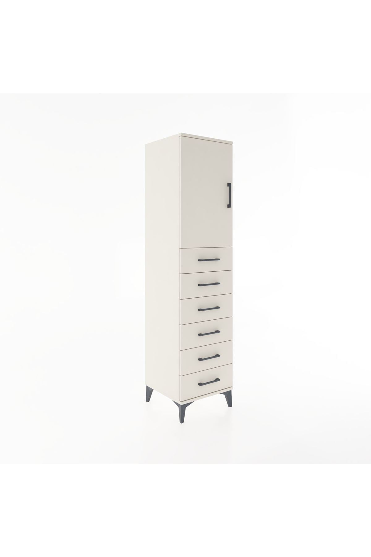 Hyperion Dolap Tek Raflı 6 Çekmeceli Tek Kapaklı 44x44x182 - S55M003V1B