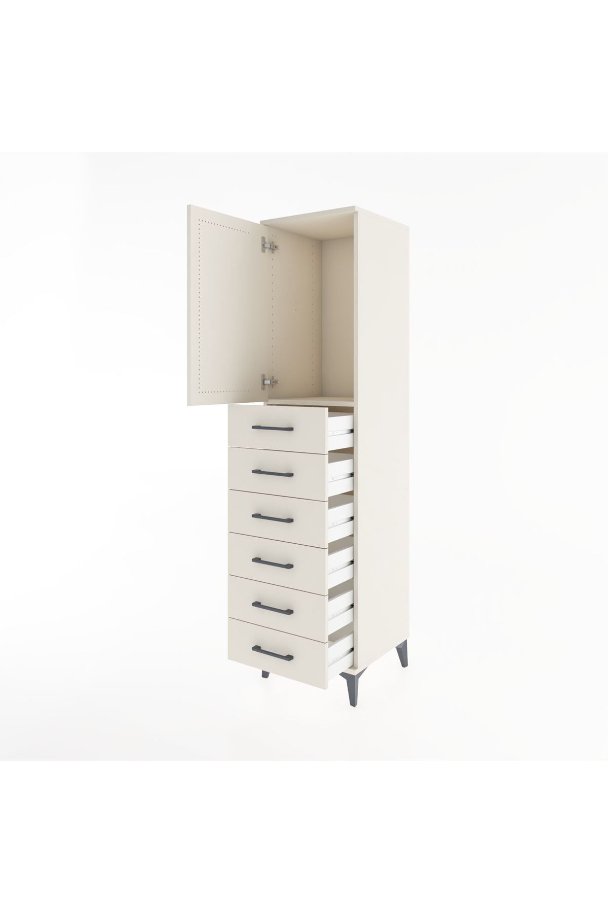 Hyperion Dolap Tek Raflı 6 Çekmeceli Tek Kapaklı 44x44x182 - S55M003V1B