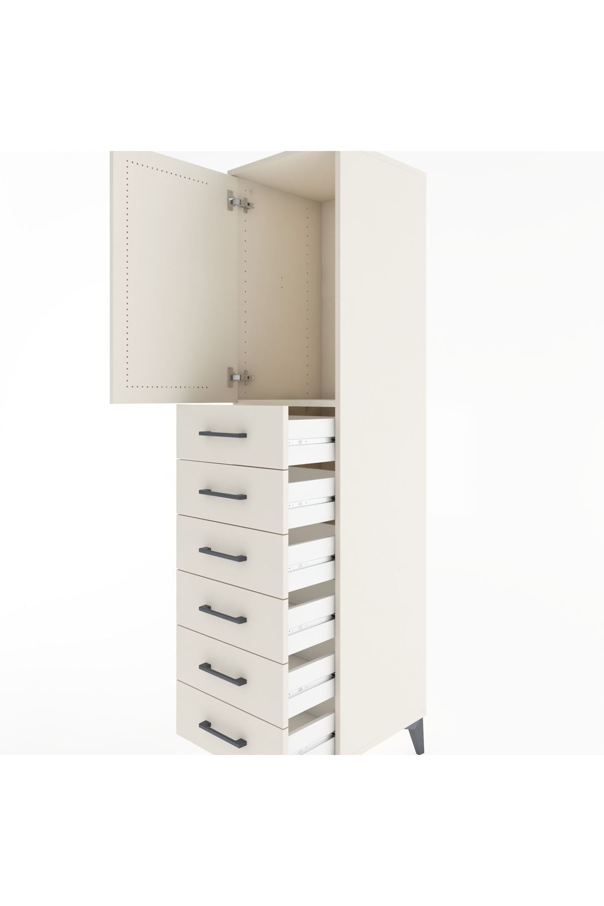 Hyperion Dolap Tek Raflı 6 Çekmeceli Tek Kapaklı 44x44x182 - S55M003V1B