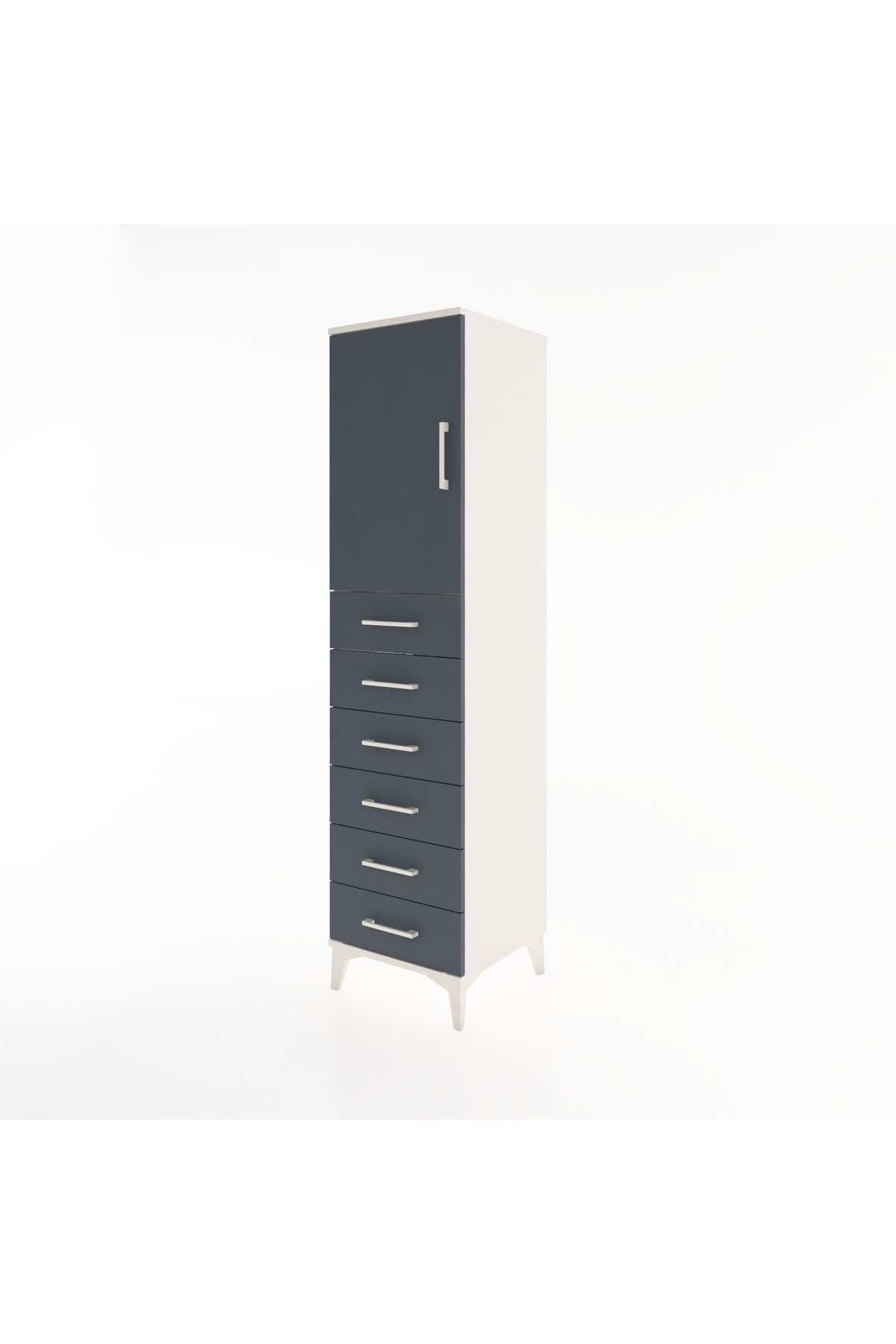 Hyperion Dolap Tek Raflı 6 Çekmeceli Tek Kapaklı 44x44x182 - S55M003V2B