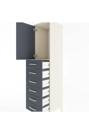 Hyperion Dolap Tek Raflı 6 Çekmeceli Tek Kapaklı 44x44x182 - S55M003V2B