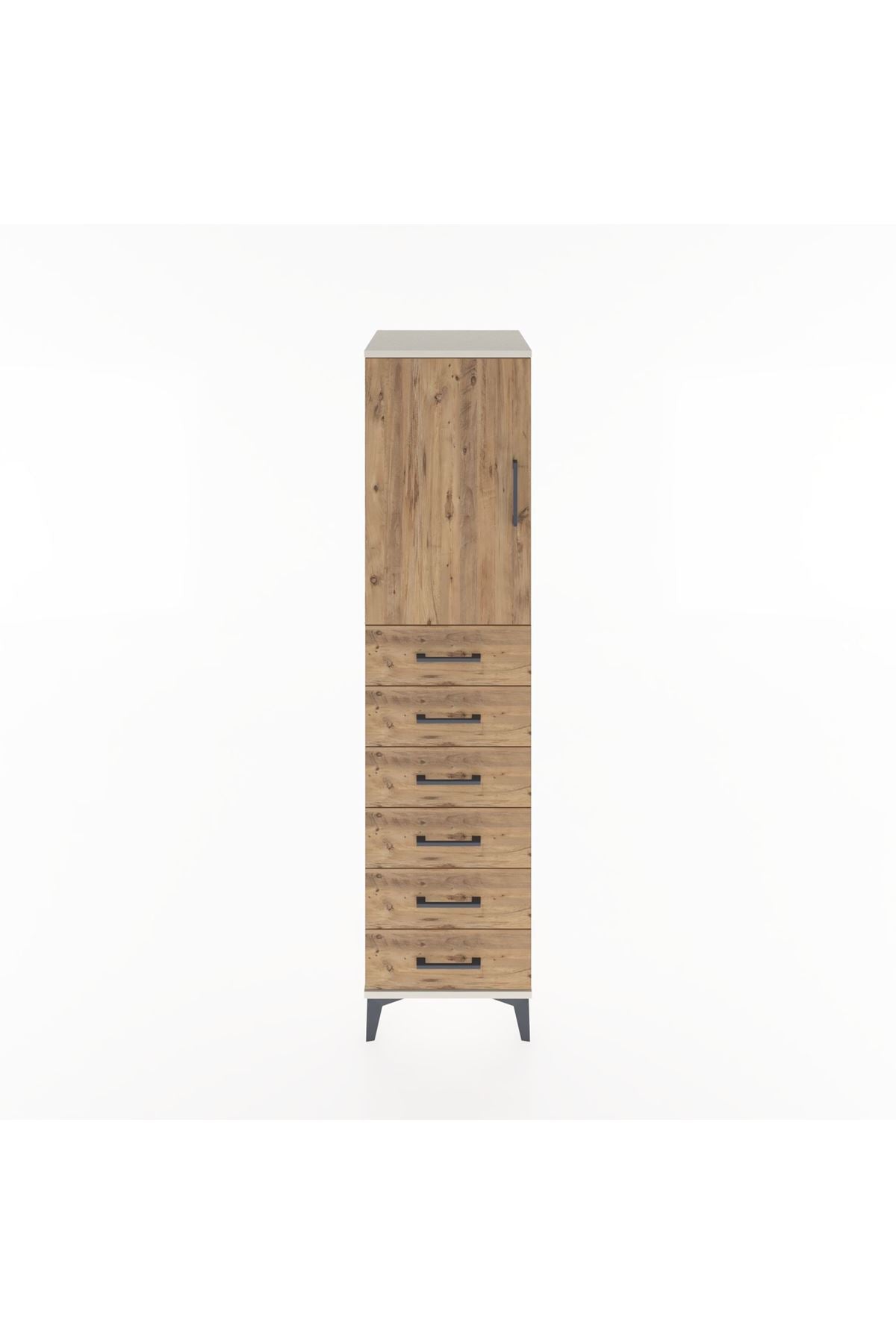 Hyperion Dolap Tek Raflı 6 Çekmeceli Tek Kapaklı 44x44x182 - S55M003V3B