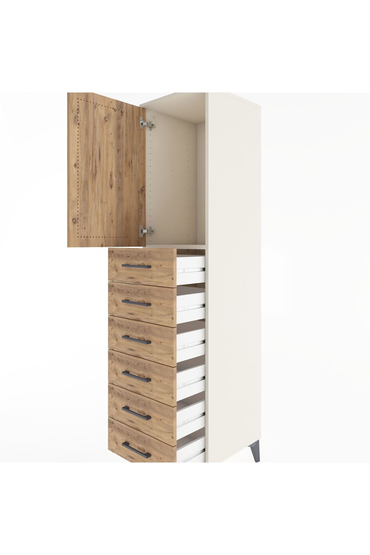 Hyperion Dolap Tek Raflı 6 Çekmeceli Tek Kapaklı 44x44x182 - S55M003V3B