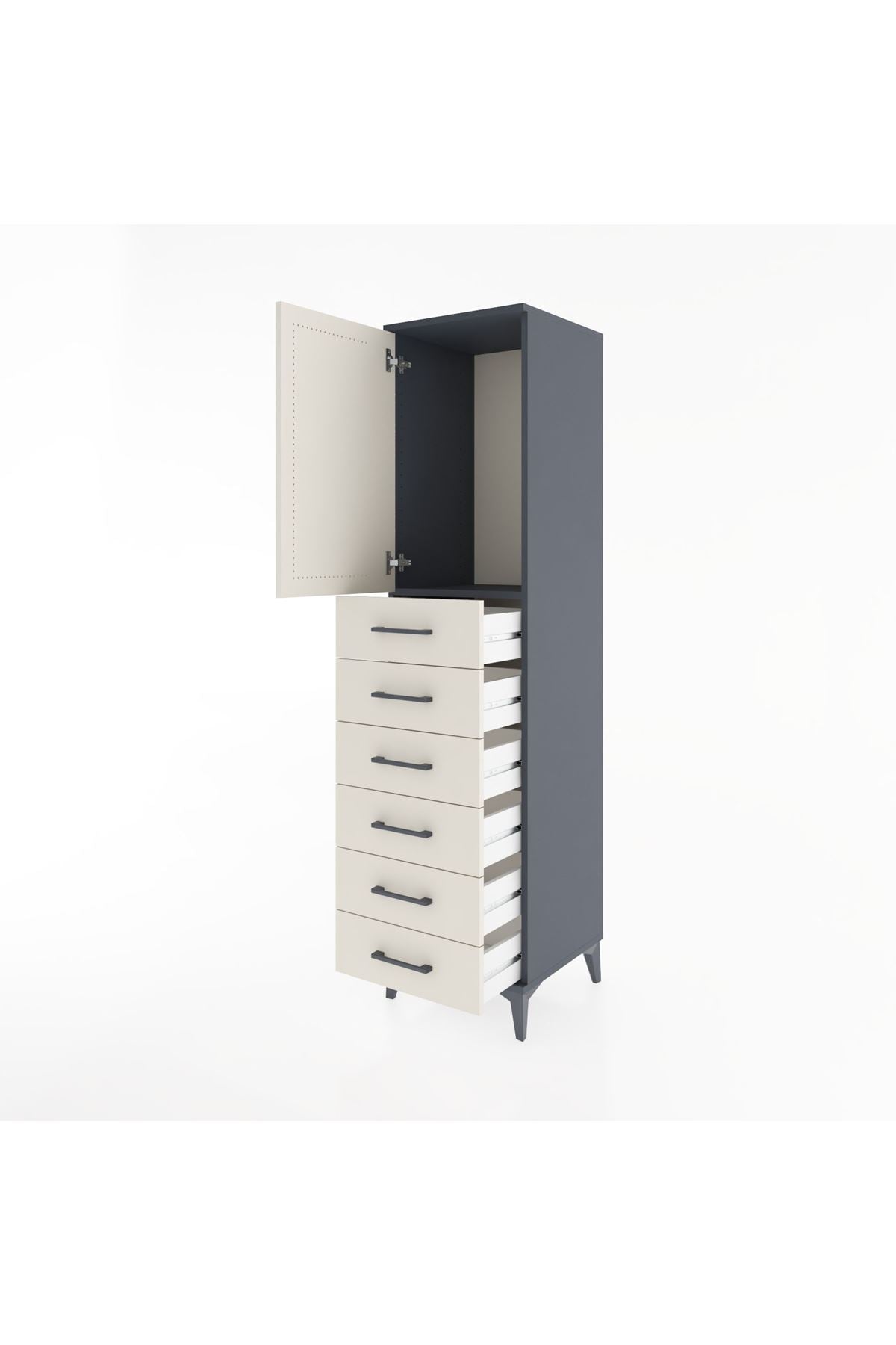 Hyperion Dolap Tek Raflı 6 Çekmeceli Tek Kapaklı 44x44x182 - S55M003V4B